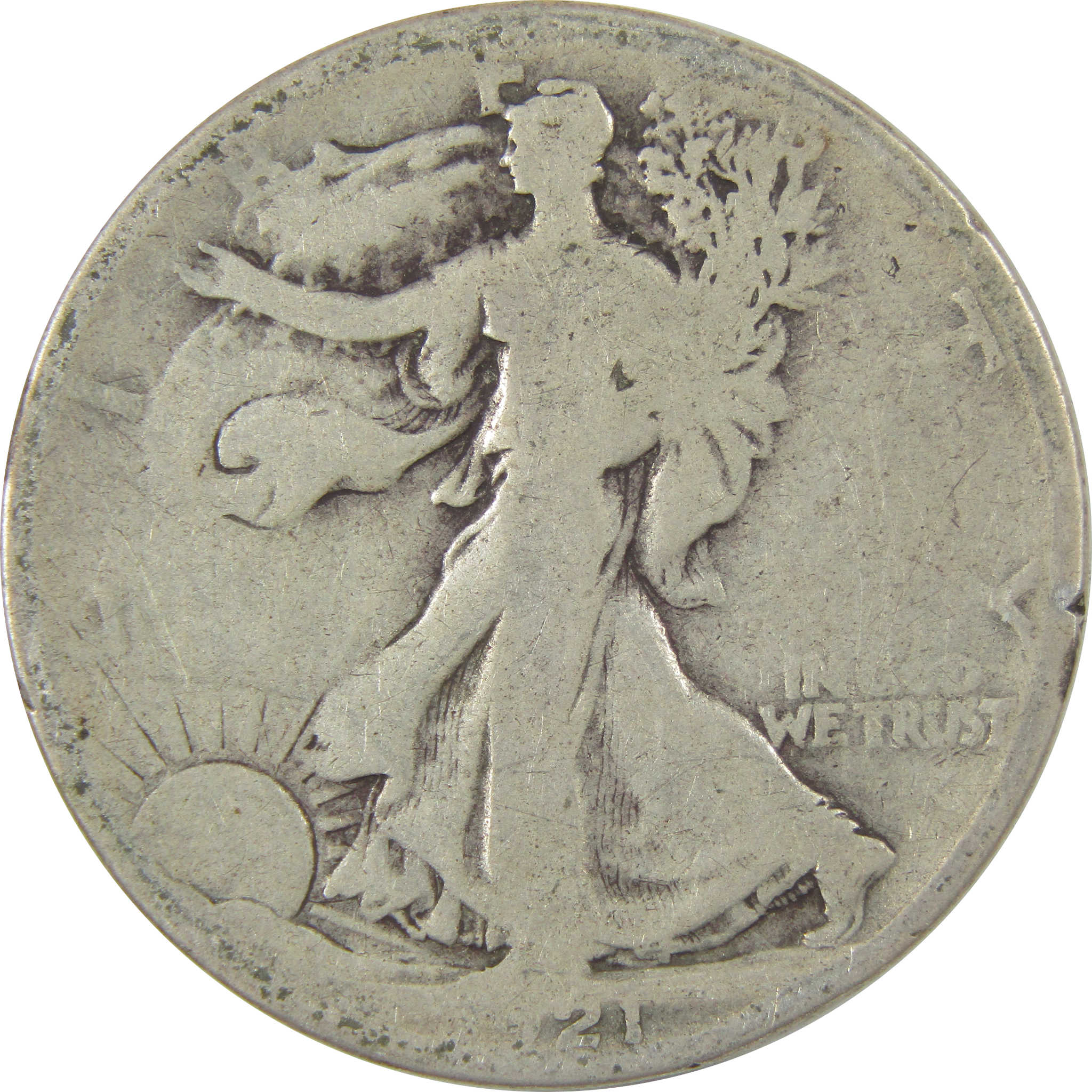1921 S Liberty Walking Silver Half Dollar AG About Good SKU:I24105
