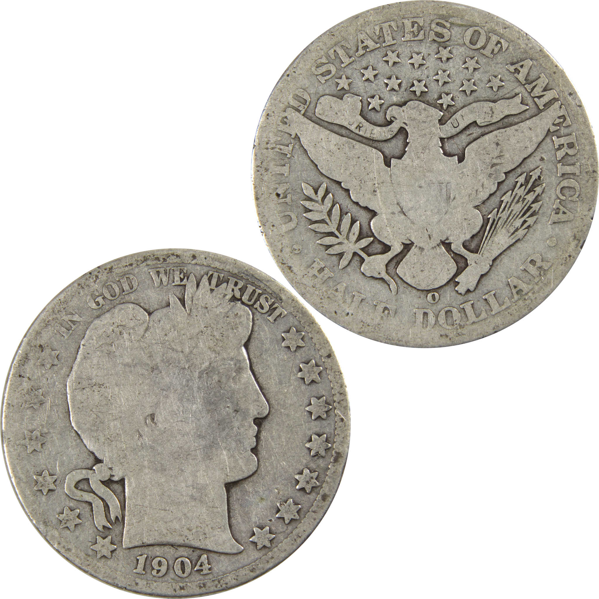 1904 O Barber Half Dollar AG About Good 90% Silver 50c Coin SKU:I7859