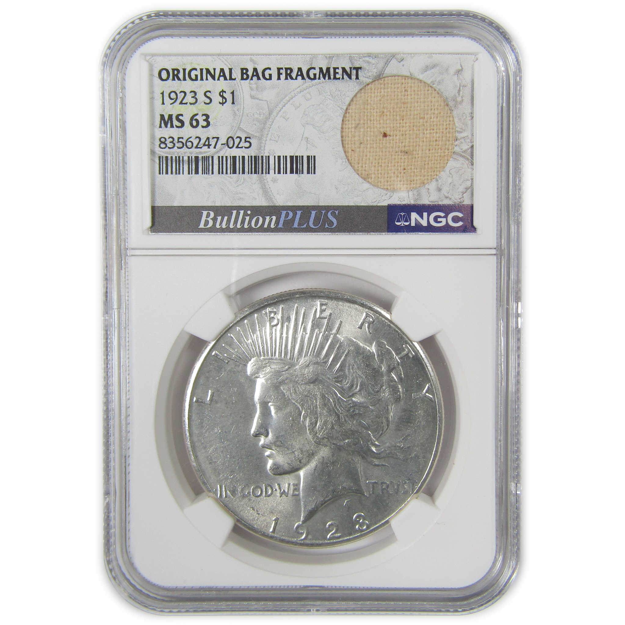 1923 S Peace Dollar MS 63 NGC Silver Original Bag Fragment SKU:I23364