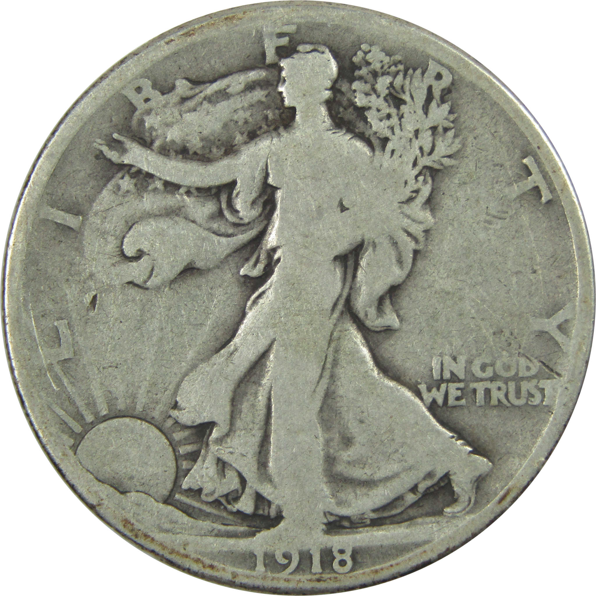 1918 D Liberty Walking Half Dollar G Good Silver 50c Coin SKU:I15462