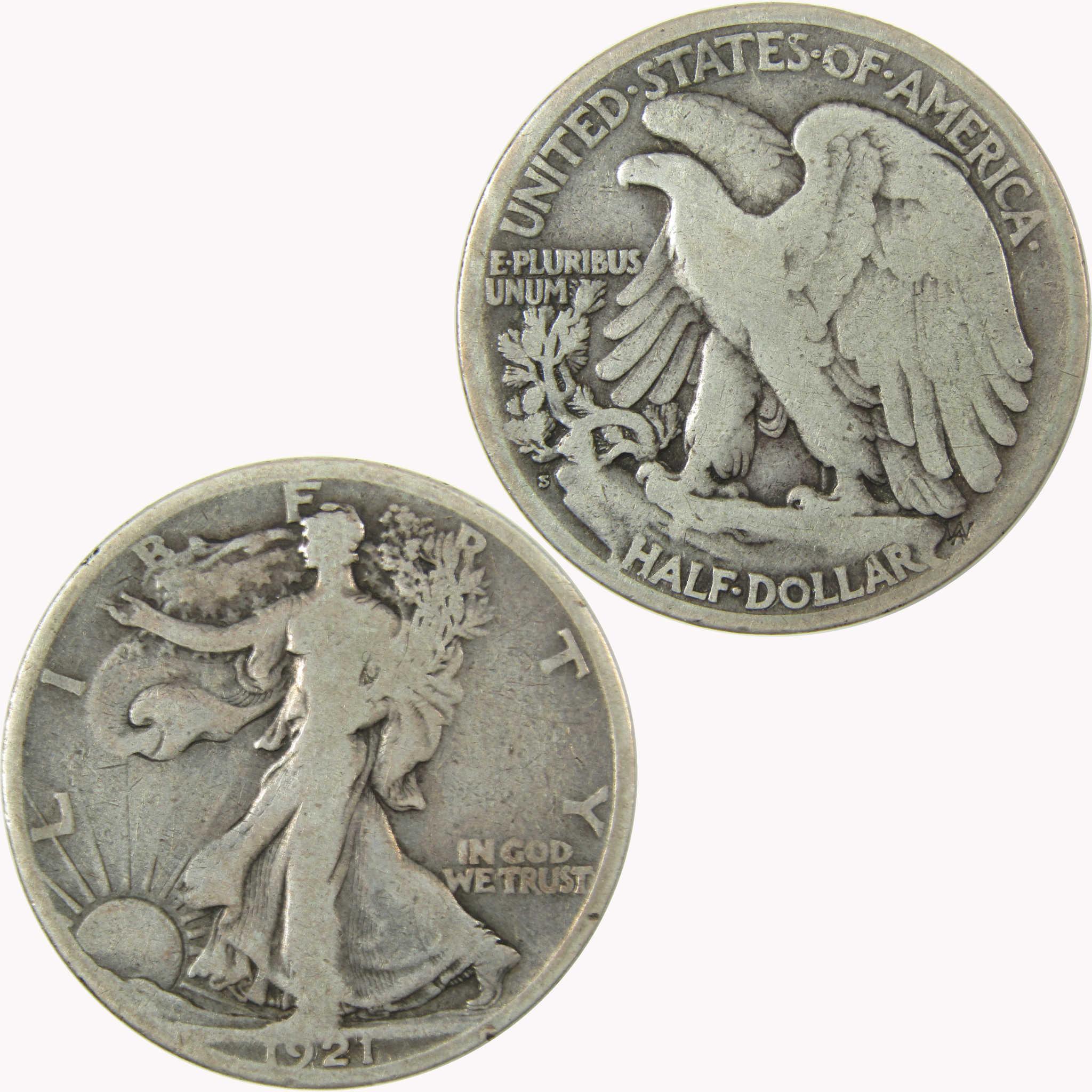 1921 S Liberty Walking Silver 50c VG Very Good Details SKU:CP1463
