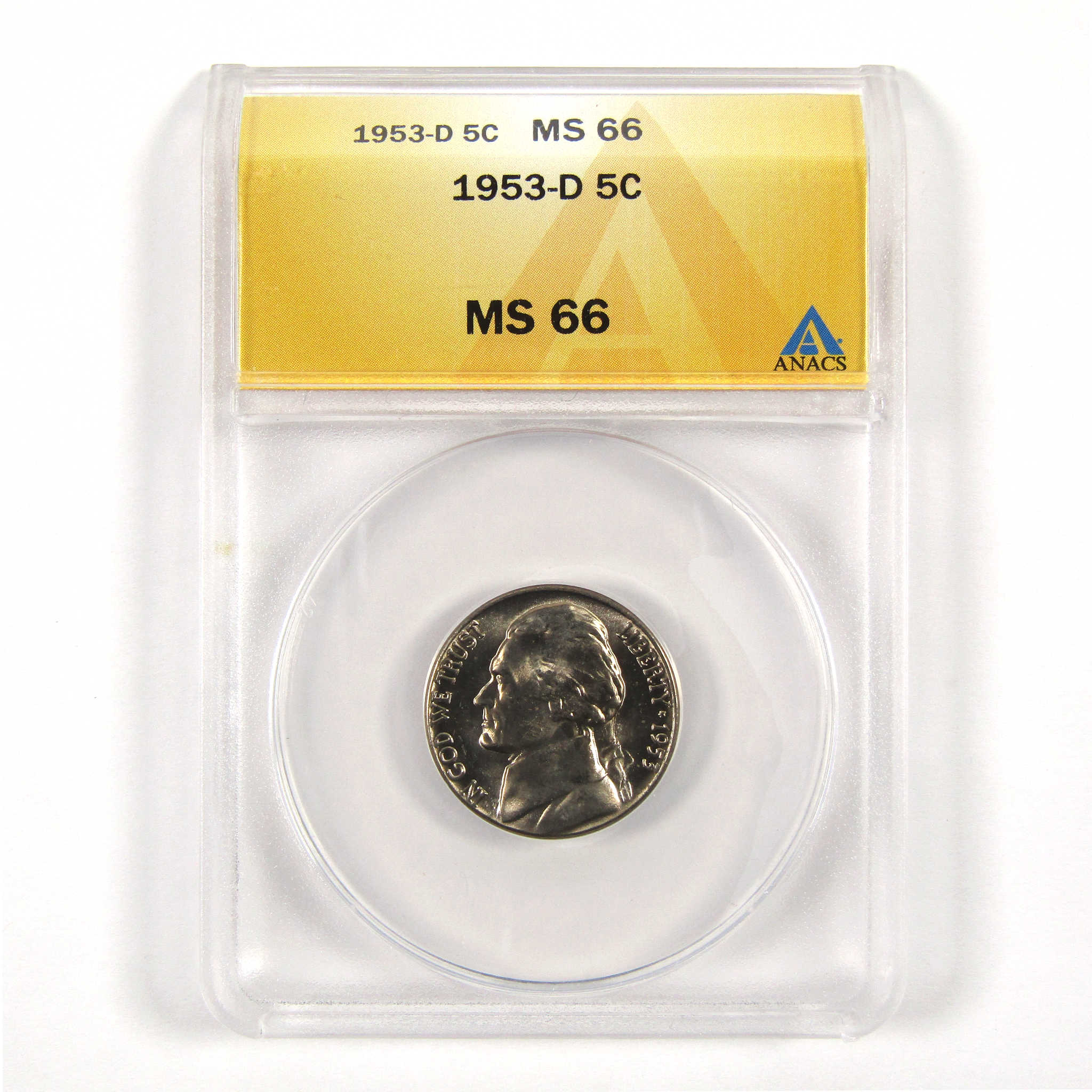 1953 D Jefferson Nickel MS 66 ANACS 5c Uncirculated Coin SKU:CPC4235