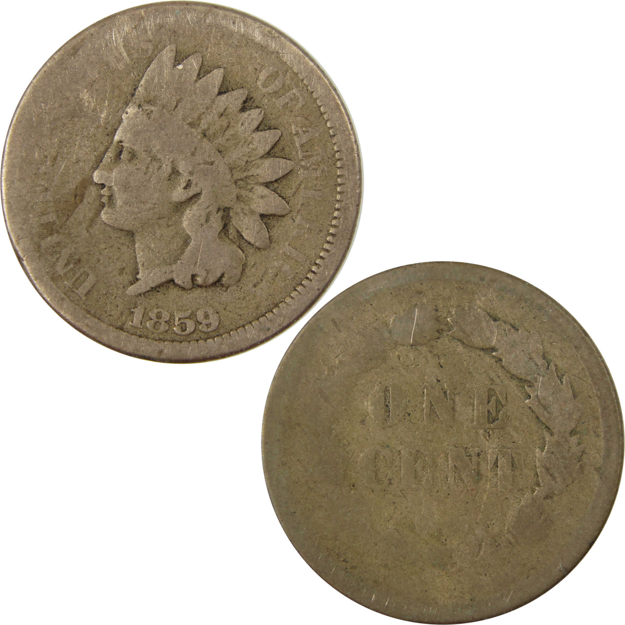 1859 Indian Head Cent AG About Good Penny 1c Coin SKU:CP1249