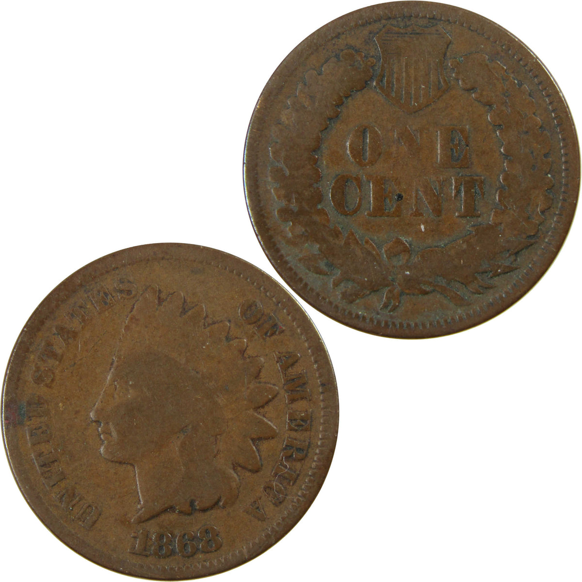 1868 Indian Head Cent G Good Penny 1c Coin Collectible SKU:CP1712
