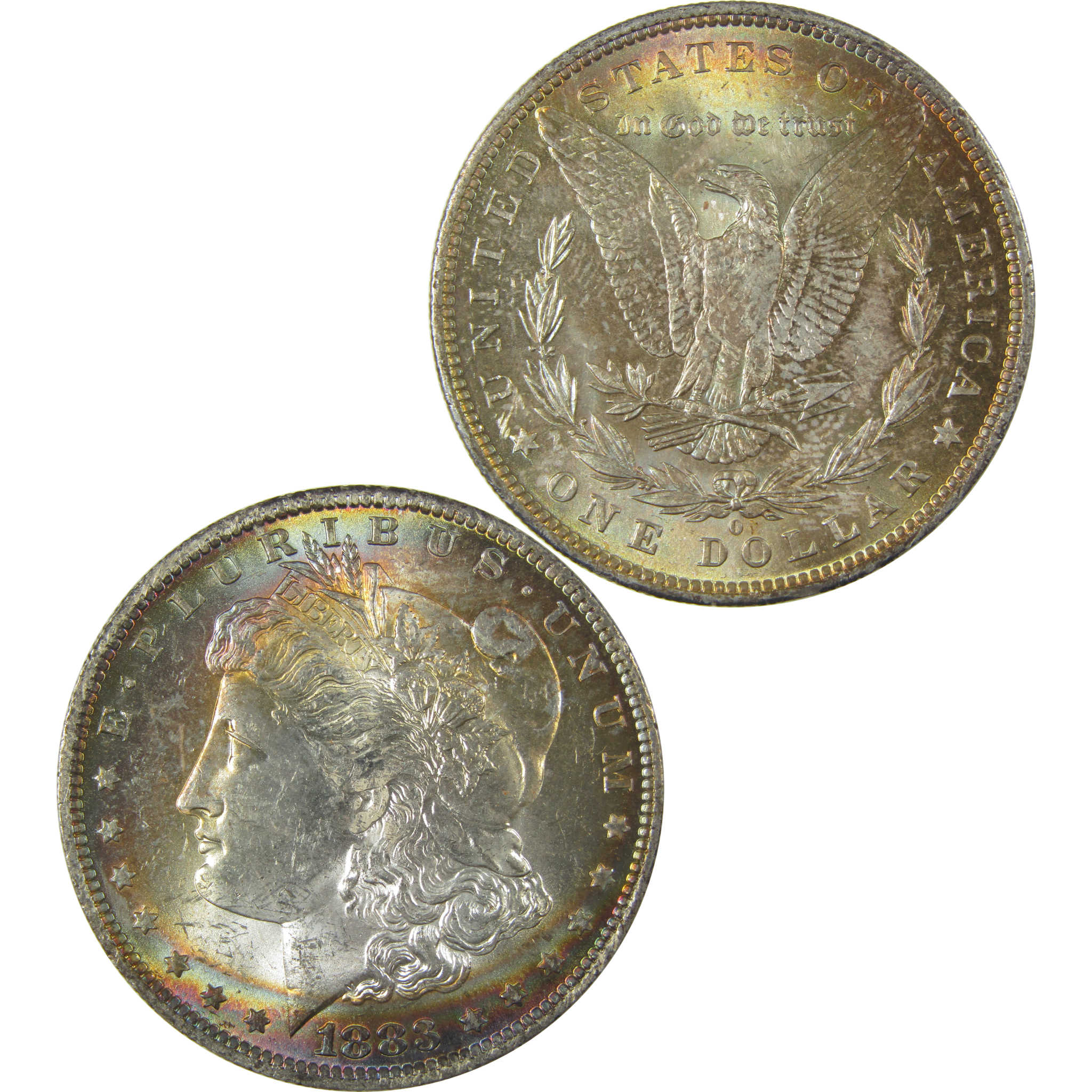 1883 O Morgan Dollar Uncirculated Silver $1 Coin Toned SKU:I20728