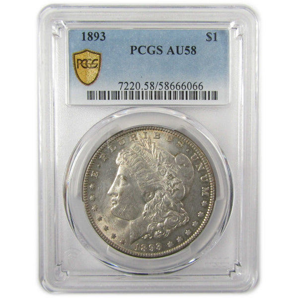 1893 Morgan Silver Dollar AU 58 PCGS $1 Coin Collectible SKU:I23406