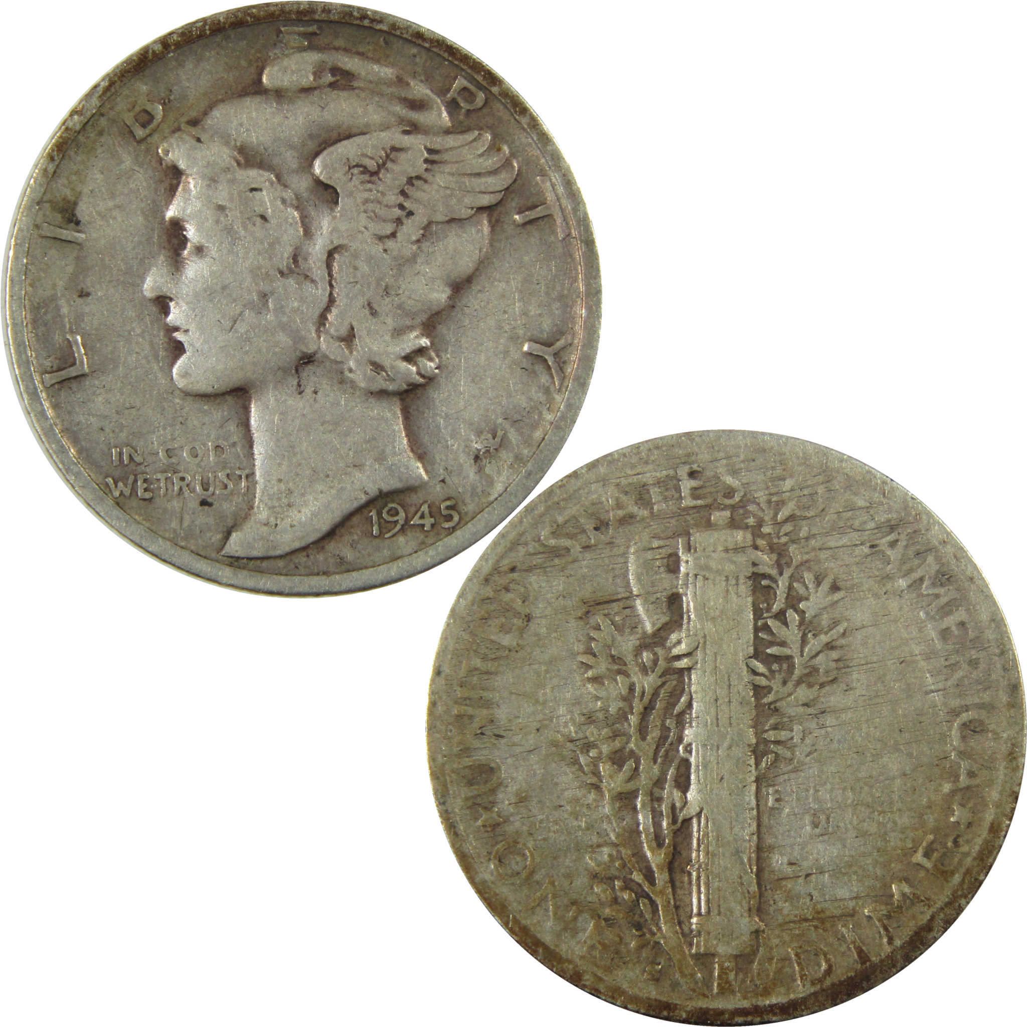 1945 S Micro S Mercury Silver Dime VF Very Fine Details SKU:I28209