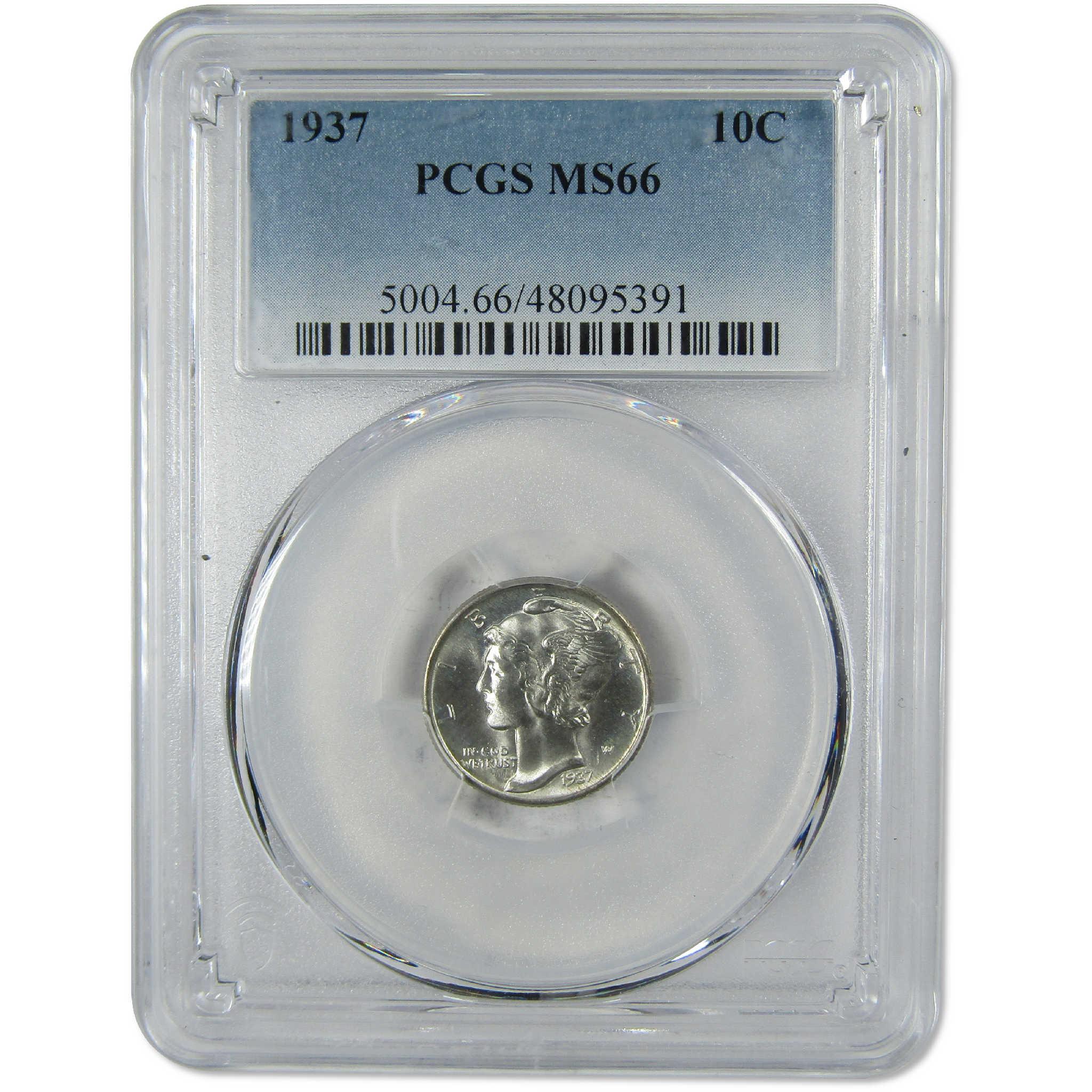 1937 Mercury Silver Dime MS 66 PCGS Uncirculated 10c Coin Collectible