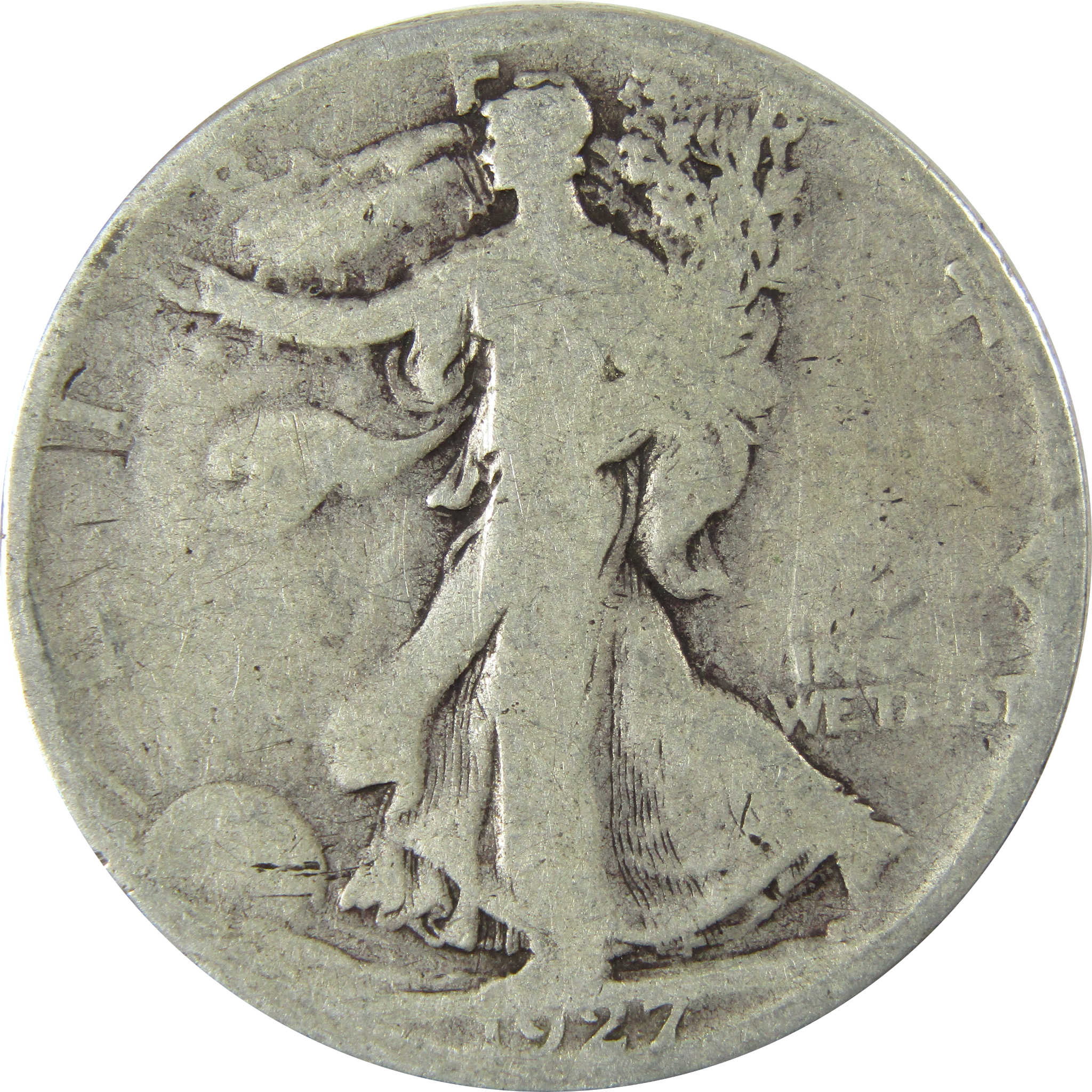 1927 S Liberty Walking Silver Half Dollar AG About Good SKU:CP512
