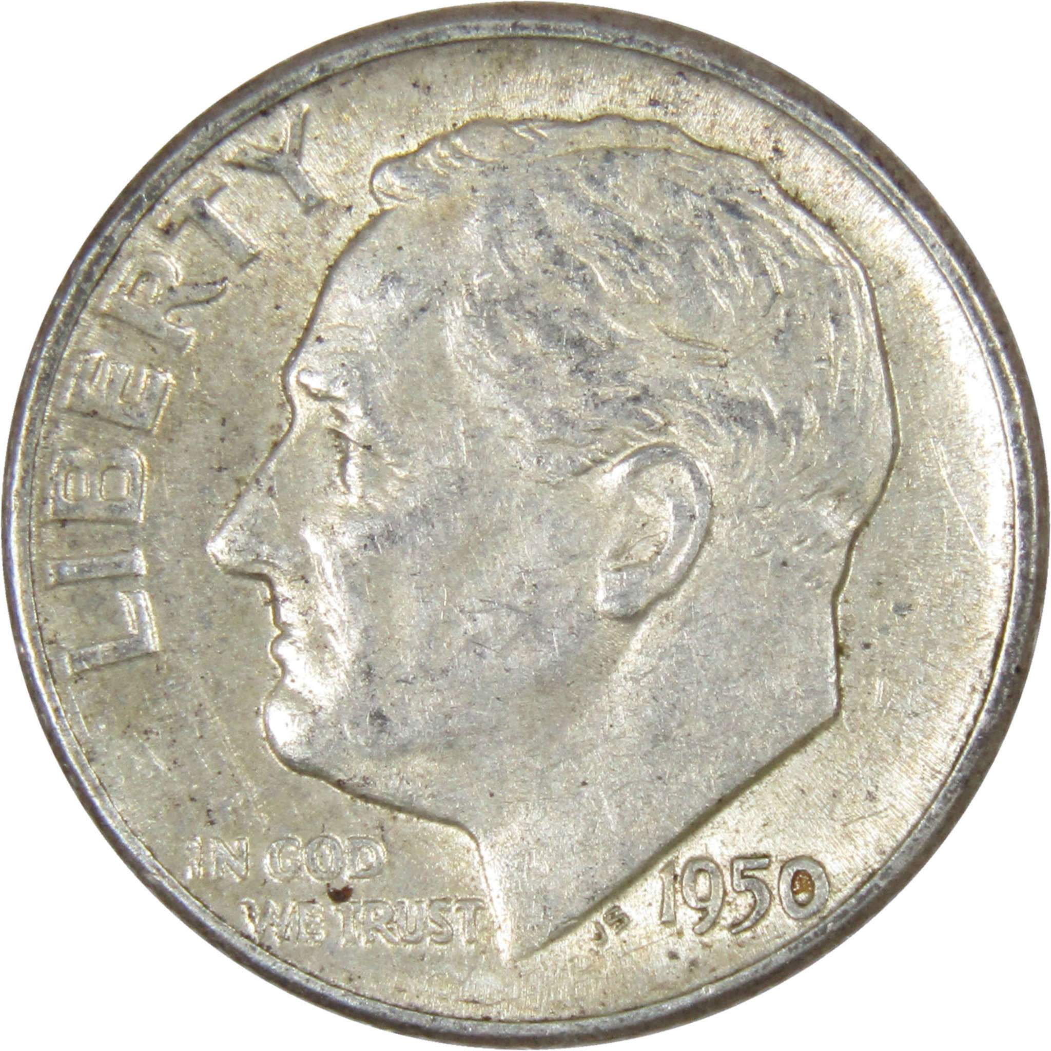 1950 Roosevelt Dime AG About Good Silver 10c Coin