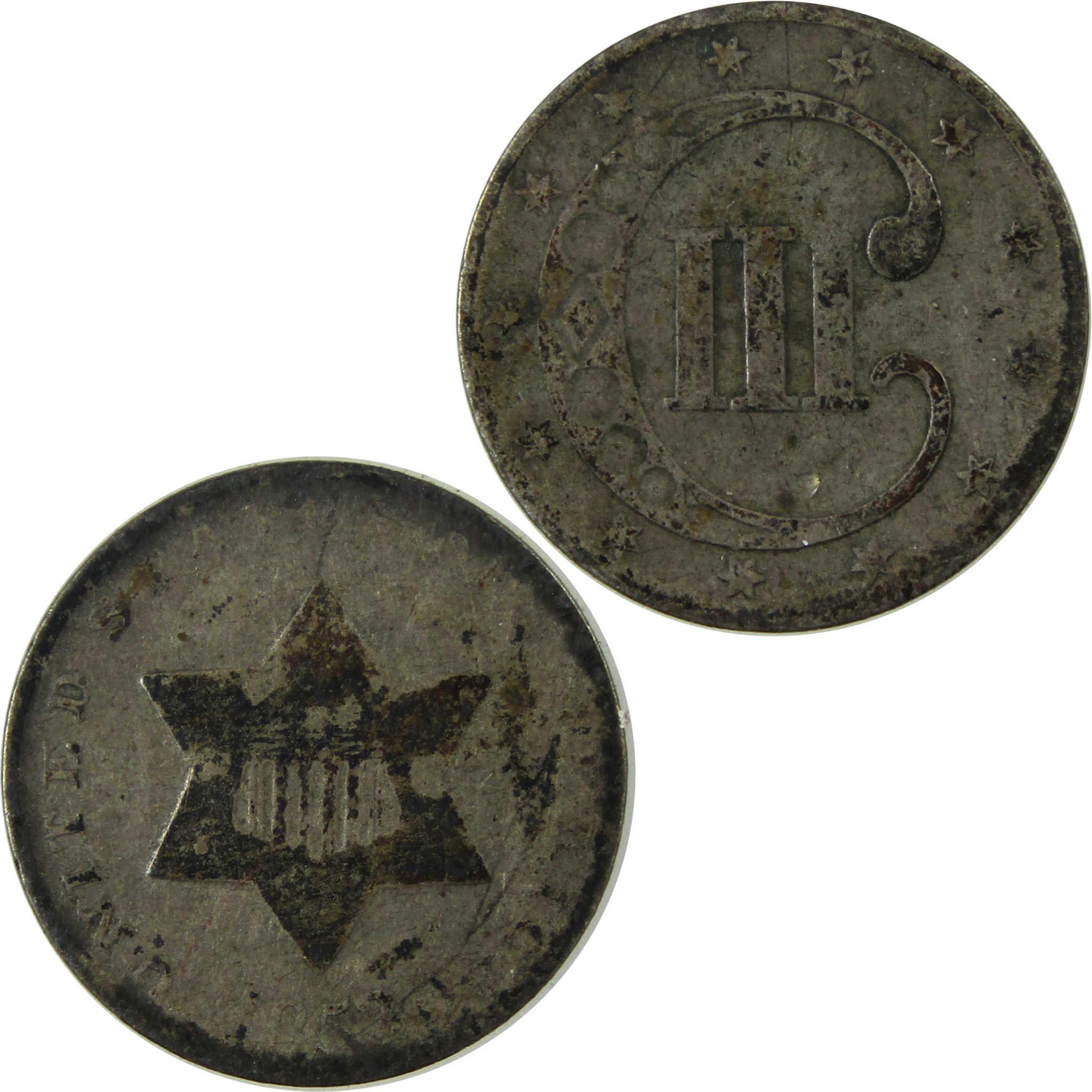 1853 Silver Three Cent Piece AG About Good Trime 3c Coin SKU:I25381