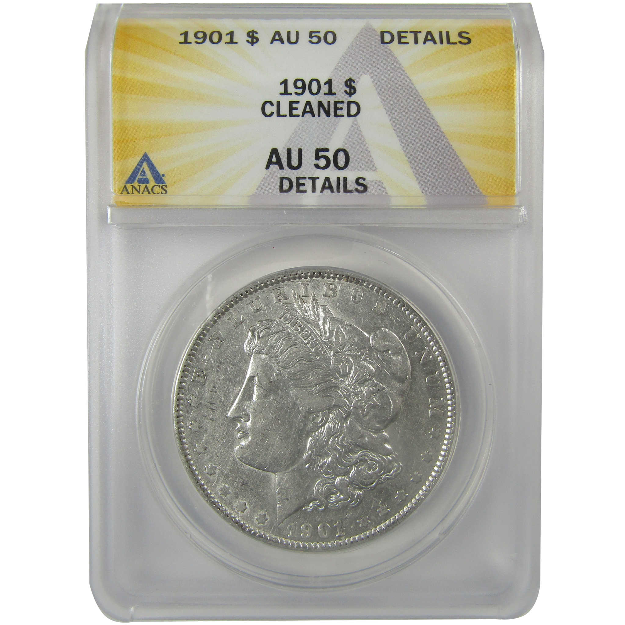 1901 Morgan Dollar AU 50 Details ANACS Silver $1 Coin SKU:I21267 - Morgan coin - Morgan silver dollar - Morgan silver dollar for sale - Profile Coins &amp; Collectibles