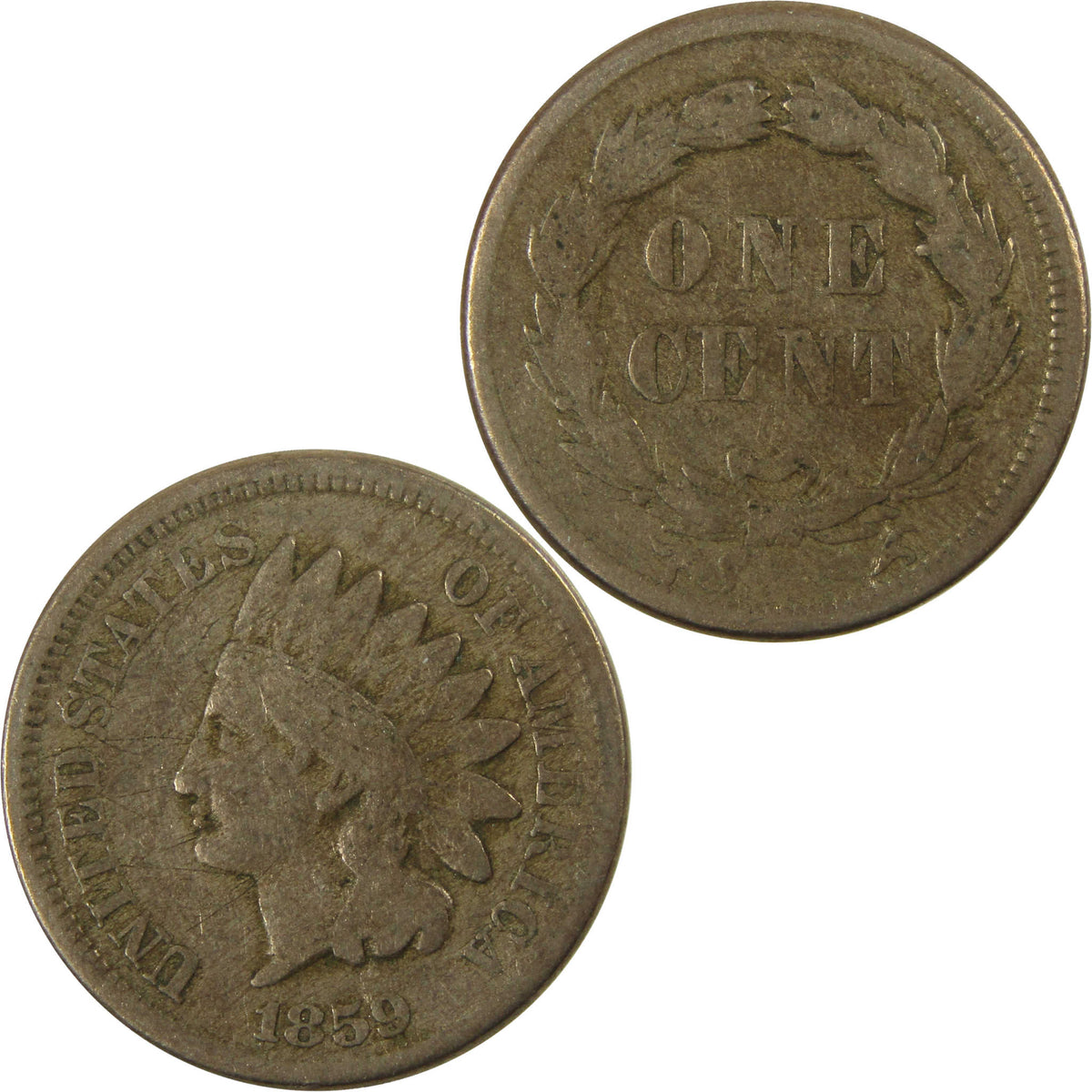 1859 Indian Head Cent VG Very Good Details Penny 1c Coin SKU:I27871