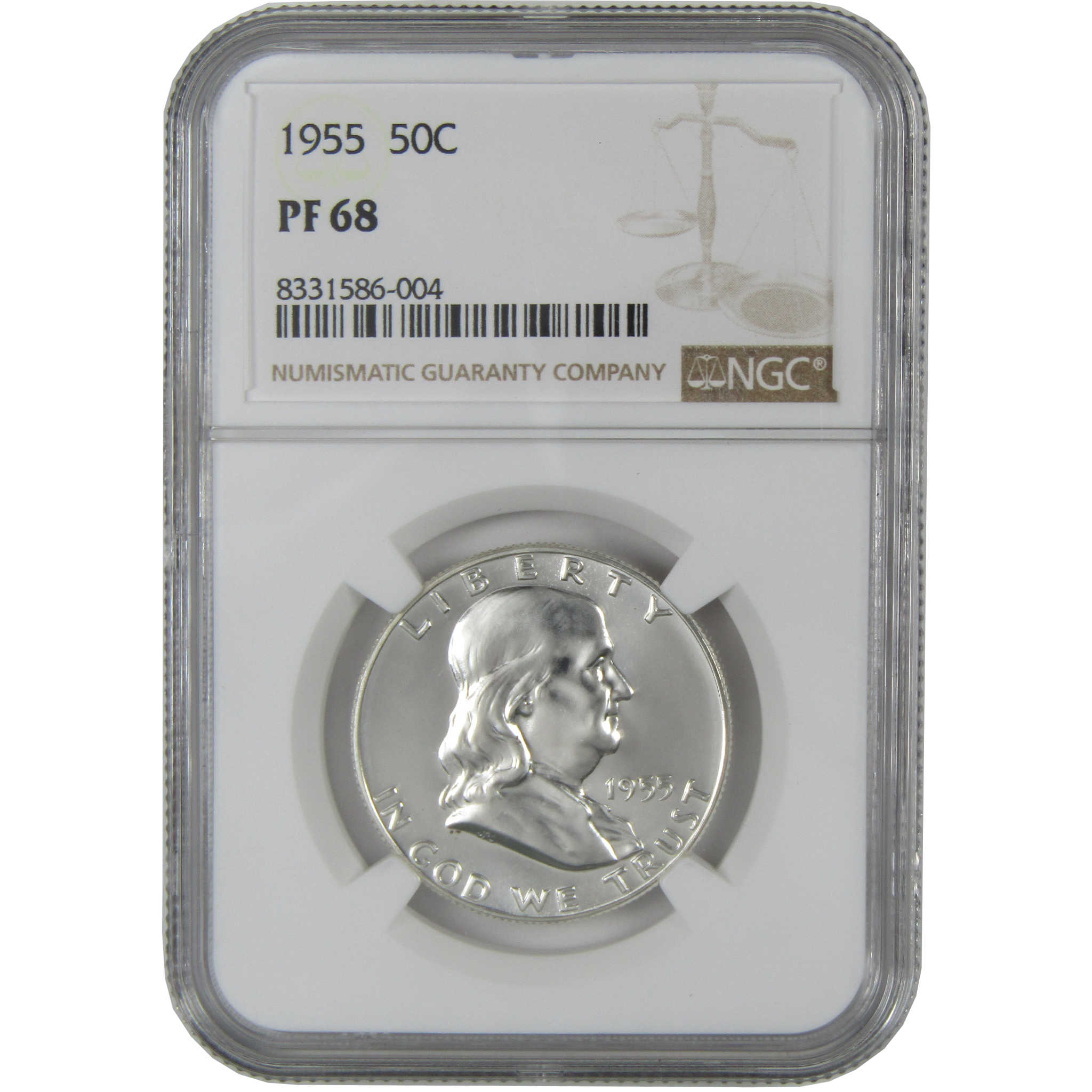 1955 Franklin Silver Half Dollar PF 68 NGC Proof 50c Coin SKU:I27404