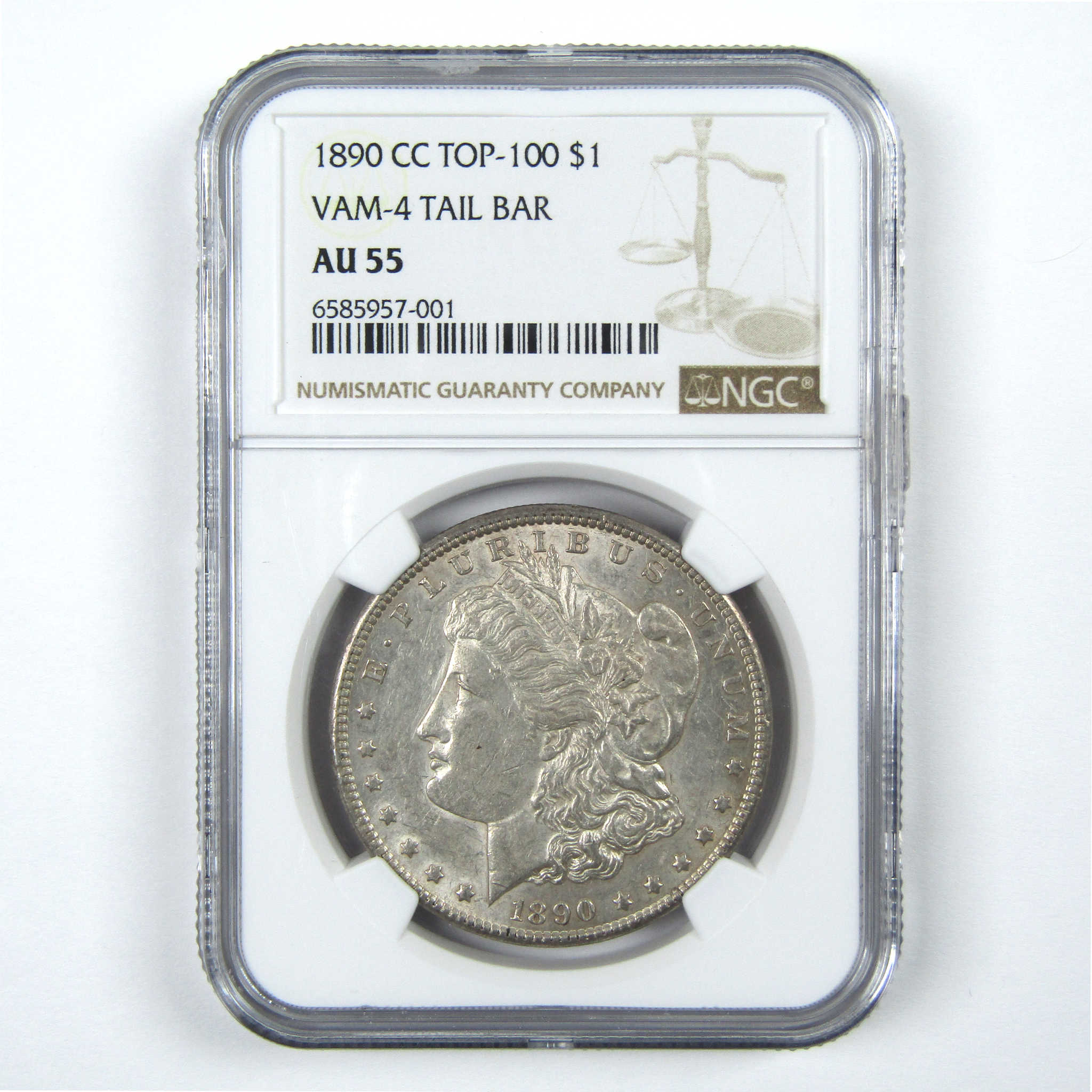 1890 CC Morgan Dollar AU 55 NGC $1 Coin VAM-4 Tail Bar SKU:I15075 - Morgan coin - Morgan silver dollar - Morgan silver dollar for sale - Profile Coins &amp; Collectibles