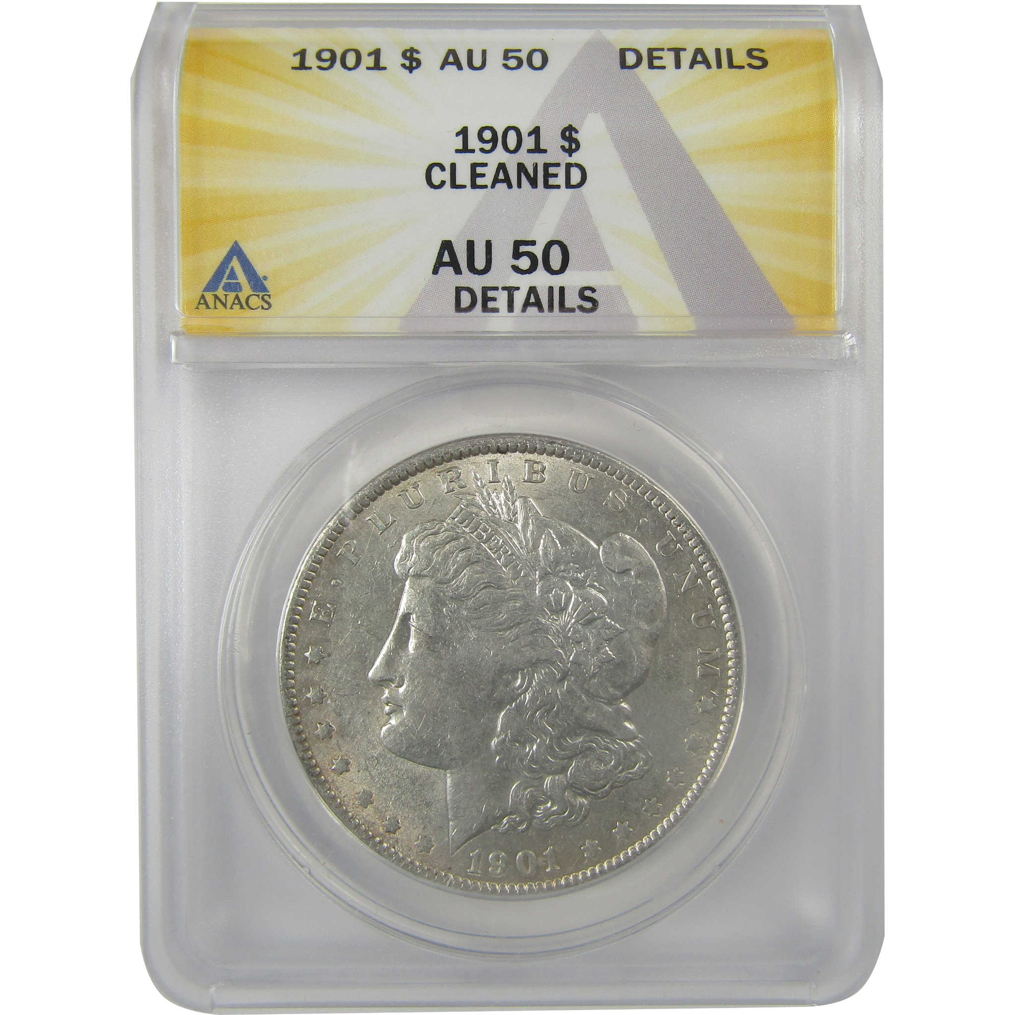 1901 Morgan Dollar AU 50 Details ANACS Silver $1 Coin SKU:I21285 - Morgan coin - Morgan silver dollar - Morgan silver dollar for sale - Profile Coins &amp; Collectibles