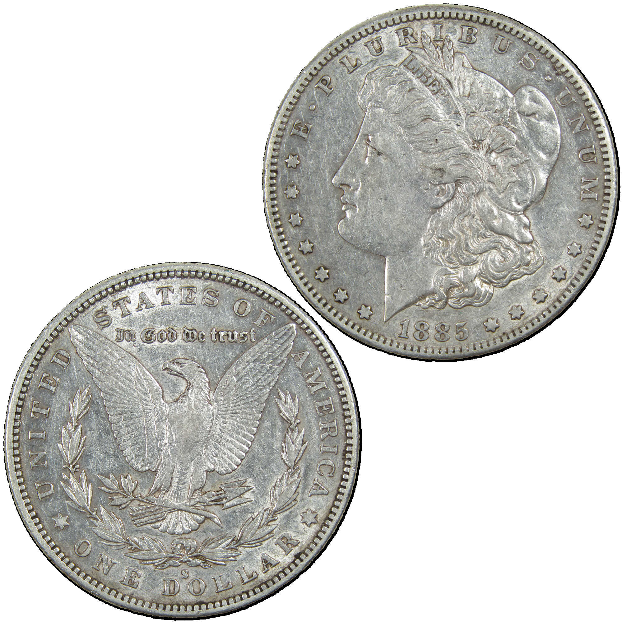 1885 S Morgan Dollar XF EF Extremely Fine Silver $1 Coin SKU:I12938 - Morgan coin - Morgan silver dollar - Morgan silver dollar for sale - Profile Coins &amp; Collectibles