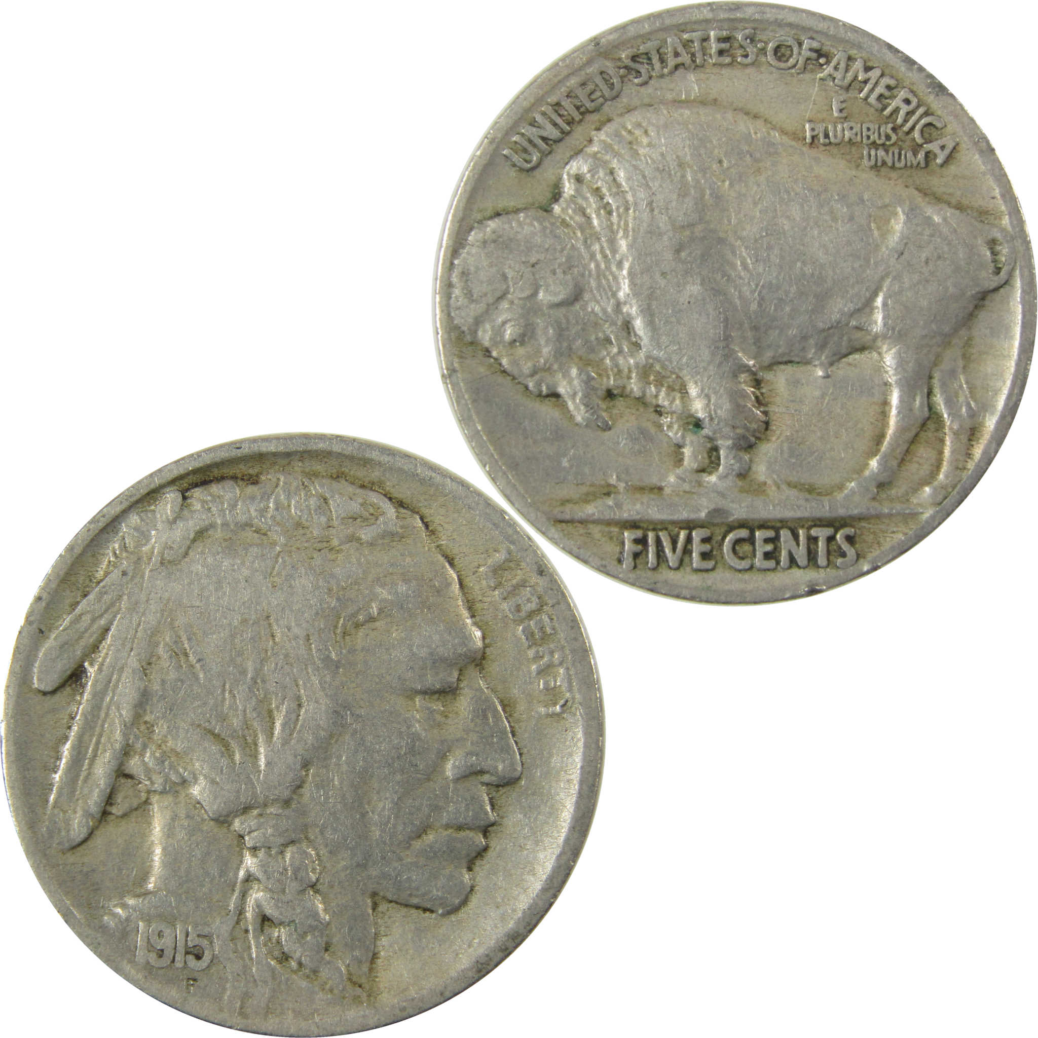 1915 Indian Head Buffalo Nickel F Fine Details 5c Coin SKU:I28132