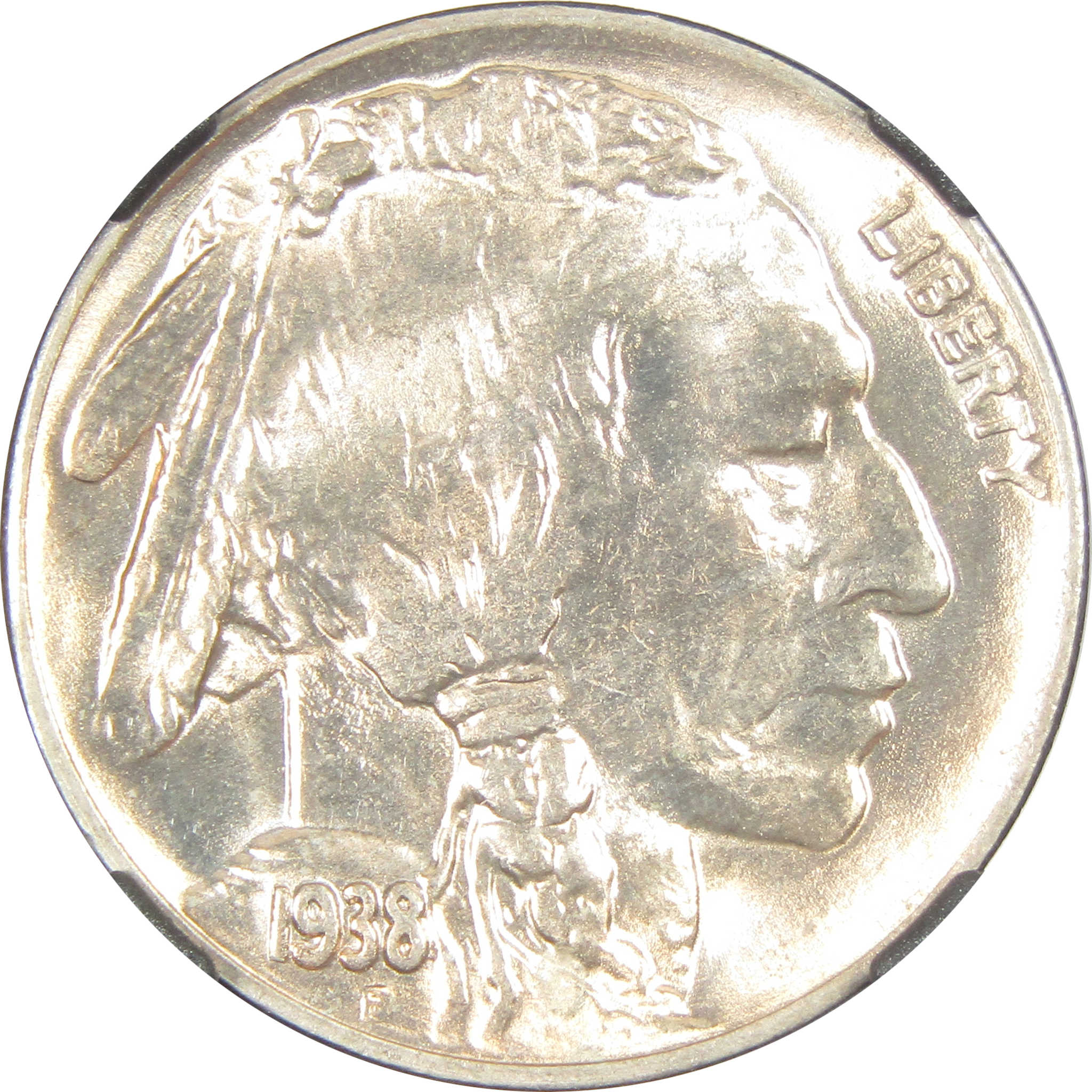 1938 D Buffalo Nickel MS 66 NGC 5c Original Bag Fragment SKU:I14582