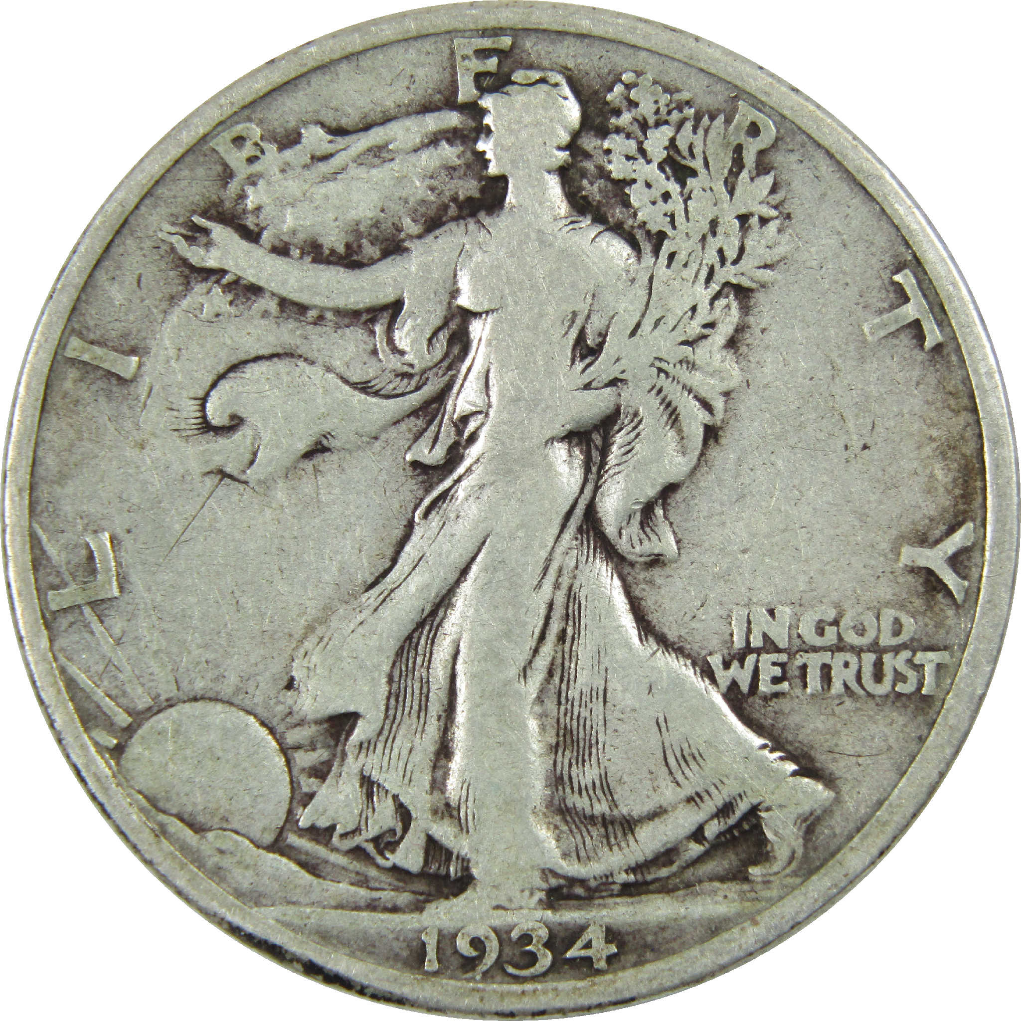 1934 S Liberty Walking Half Dollar VG Very Good Silver 50c SKU:I12298