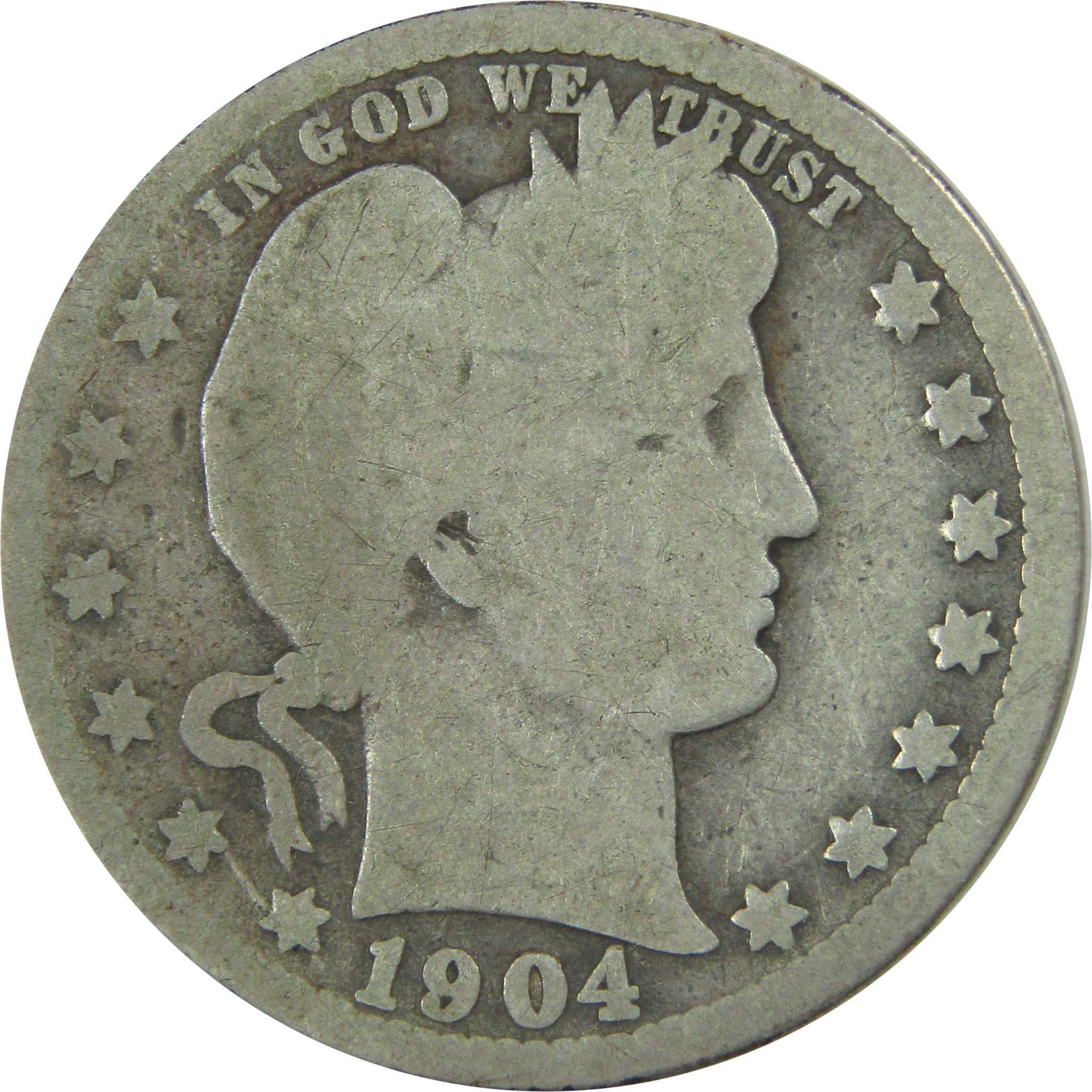 1904 O Barber Quarter AG About Good Silver 25c Coin SKU:I15418