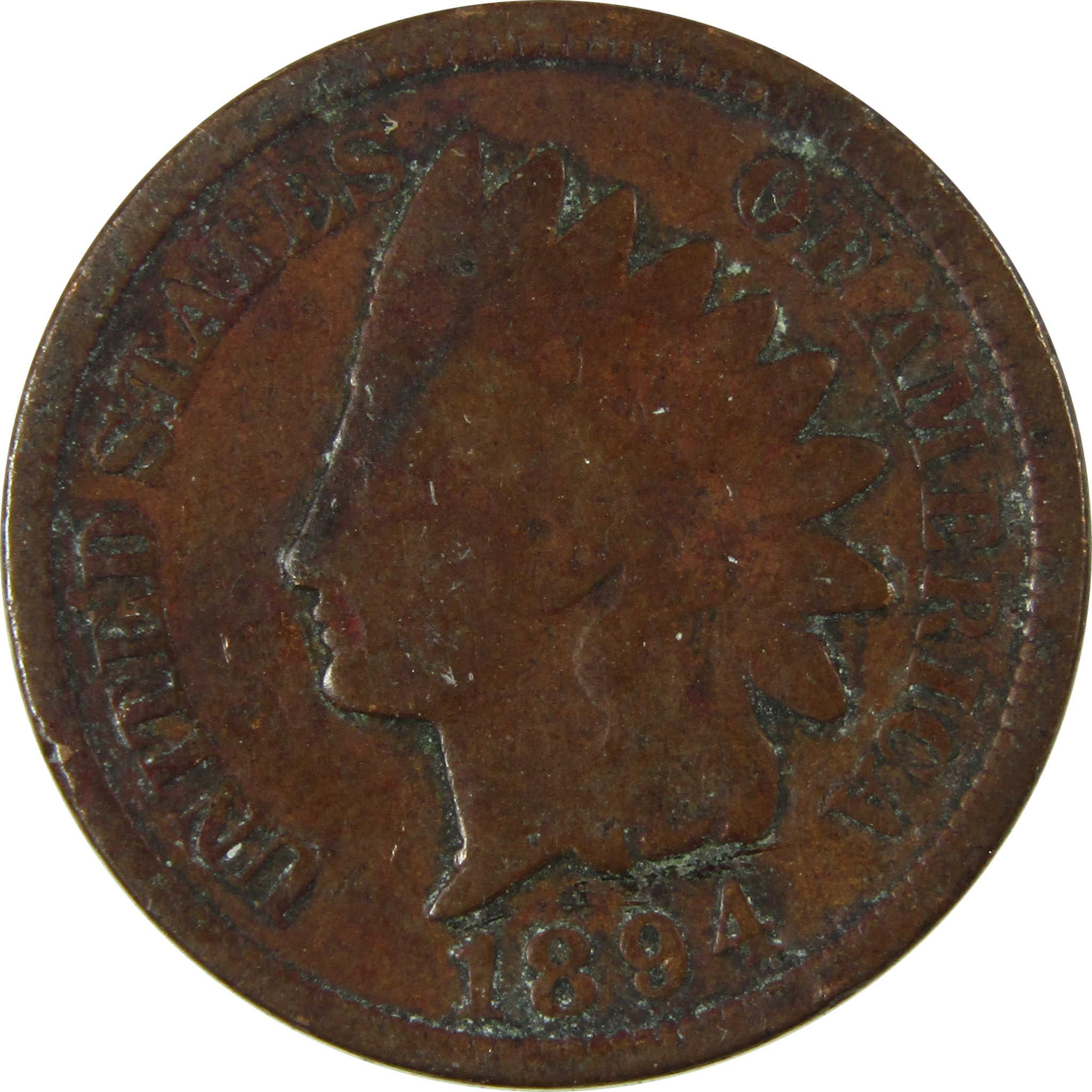 1894 Indian Head Cent G Good Details Penny 1c Coin SKU:I26564