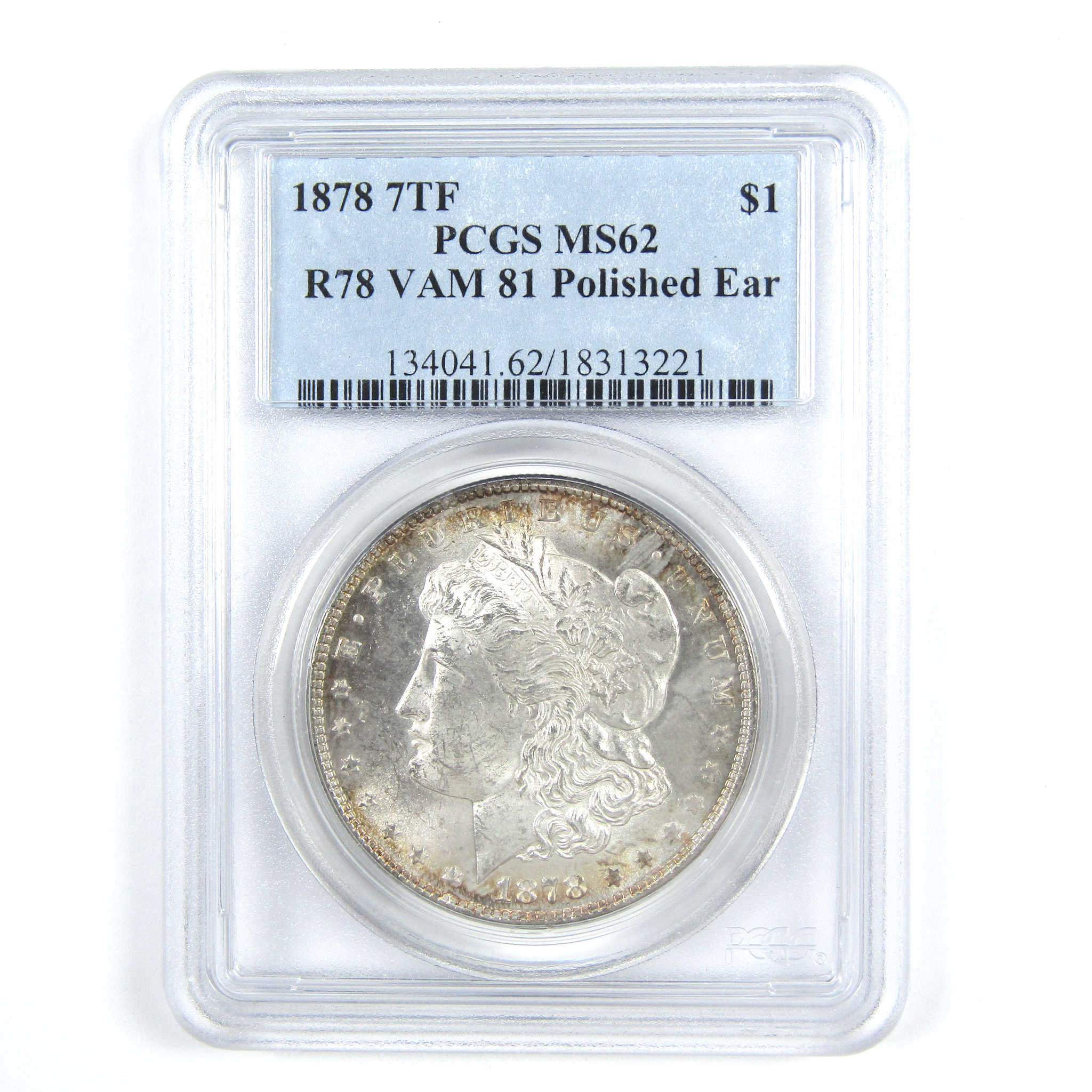 1878 7TF Rev 78 VAM-81 Polished Ear Morgan $1 MS 62 PCGS SKU:CPC7337 - Morgan coin - Morgan silver dollar - Morgan silver dollar for sale - Profile Coins &amp; Collectibles