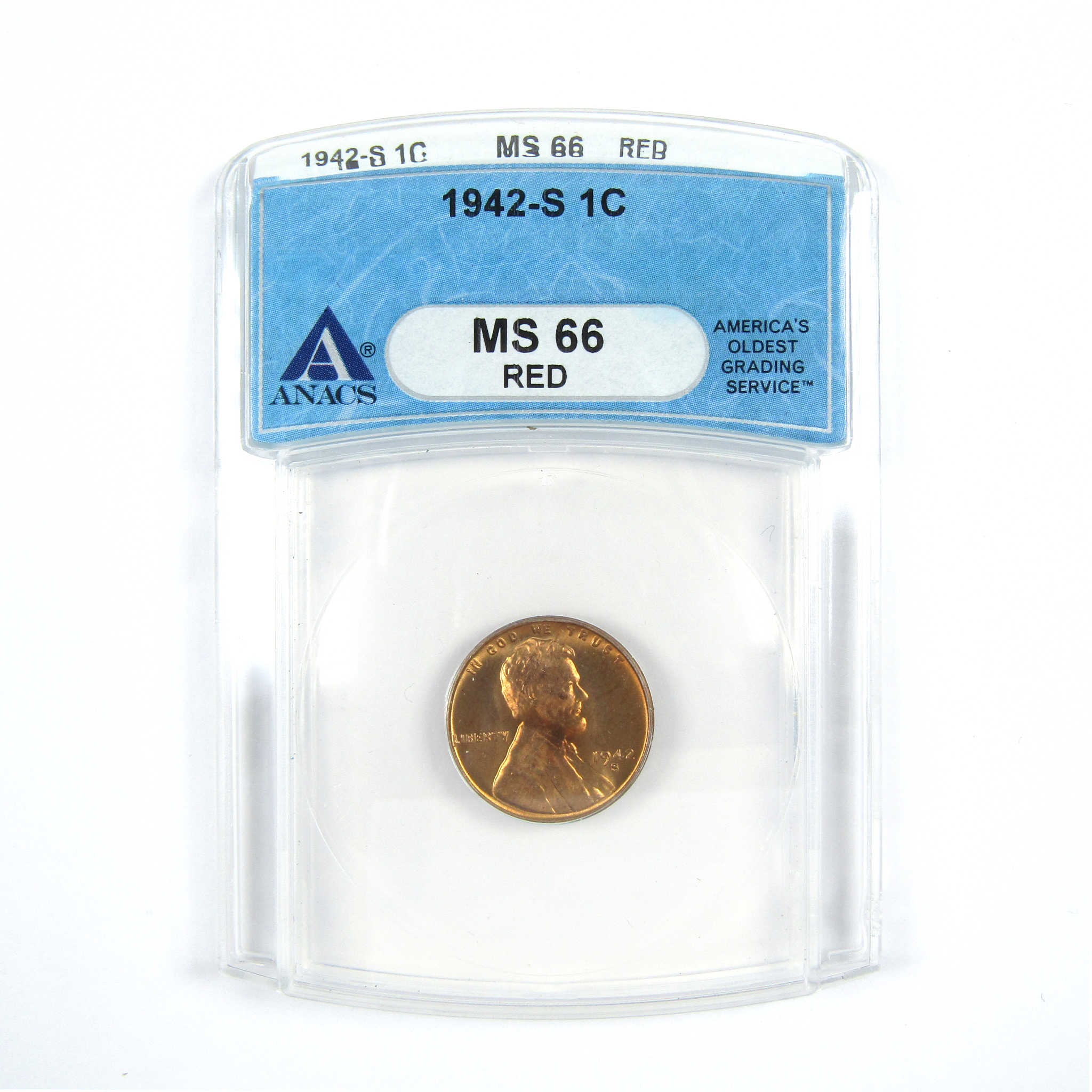 1942 S Lincoln Wheat Cent MS 66 RD ANACS Penny 1c SKU:CPC7395