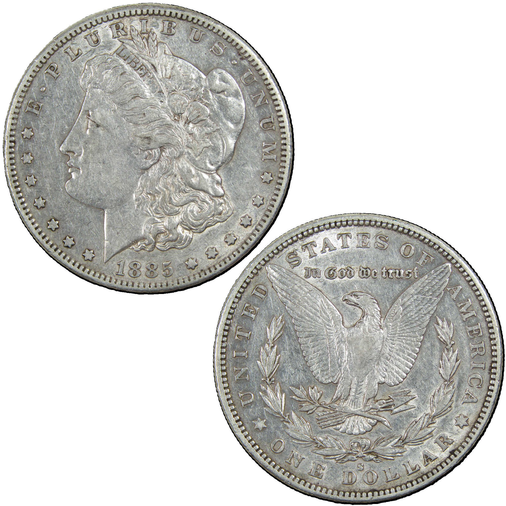 1885 S Morgan Dollar XF EF Extremely Fine Silver $1 Coin SKU:I12938 - Morgan coin - Morgan silver dollar - Morgan silver dollar for sale - Profile Coins &amp; Collectibles