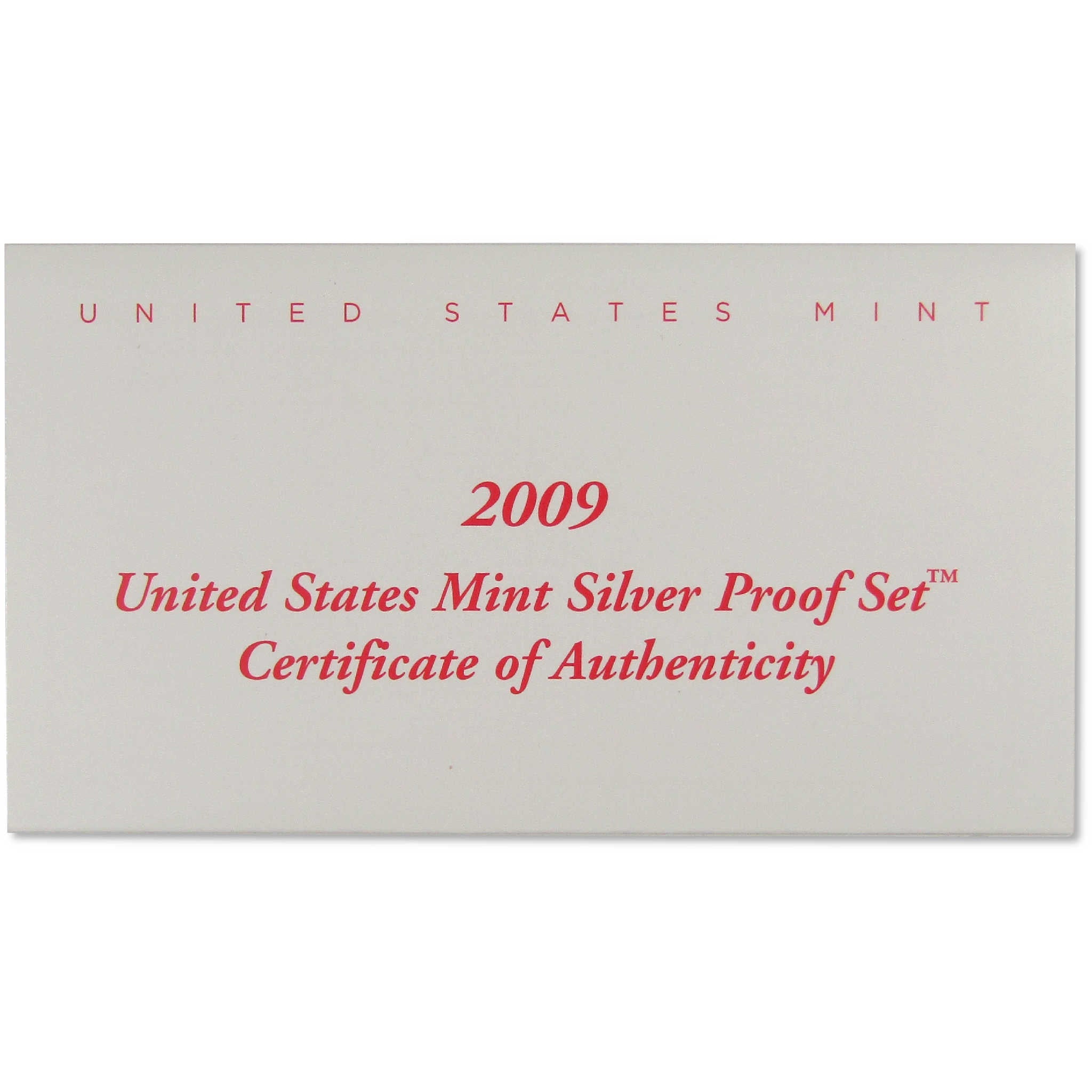 2009 Silver Proof Set U.S. Mint Original Government Packaging OGP COA