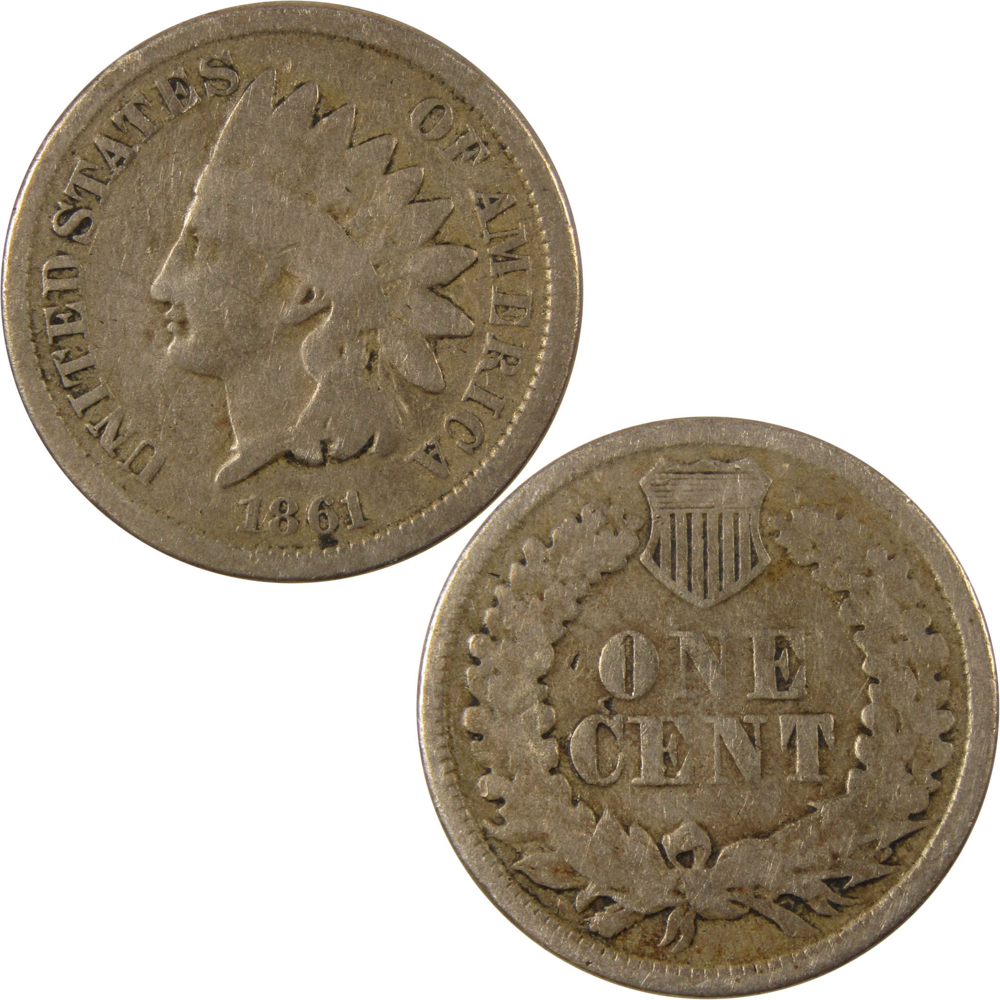 1861 Indian Head Cent G Good Details Penny 1c Coin SKU:CP1203