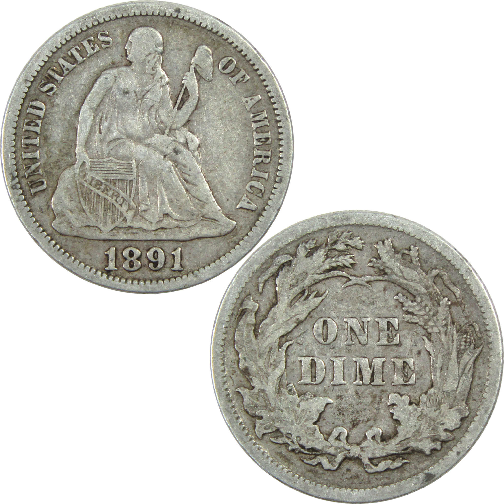 1891 Seated Liberty Dime VF Very Fine Silver 10c Coin SKU:I13414