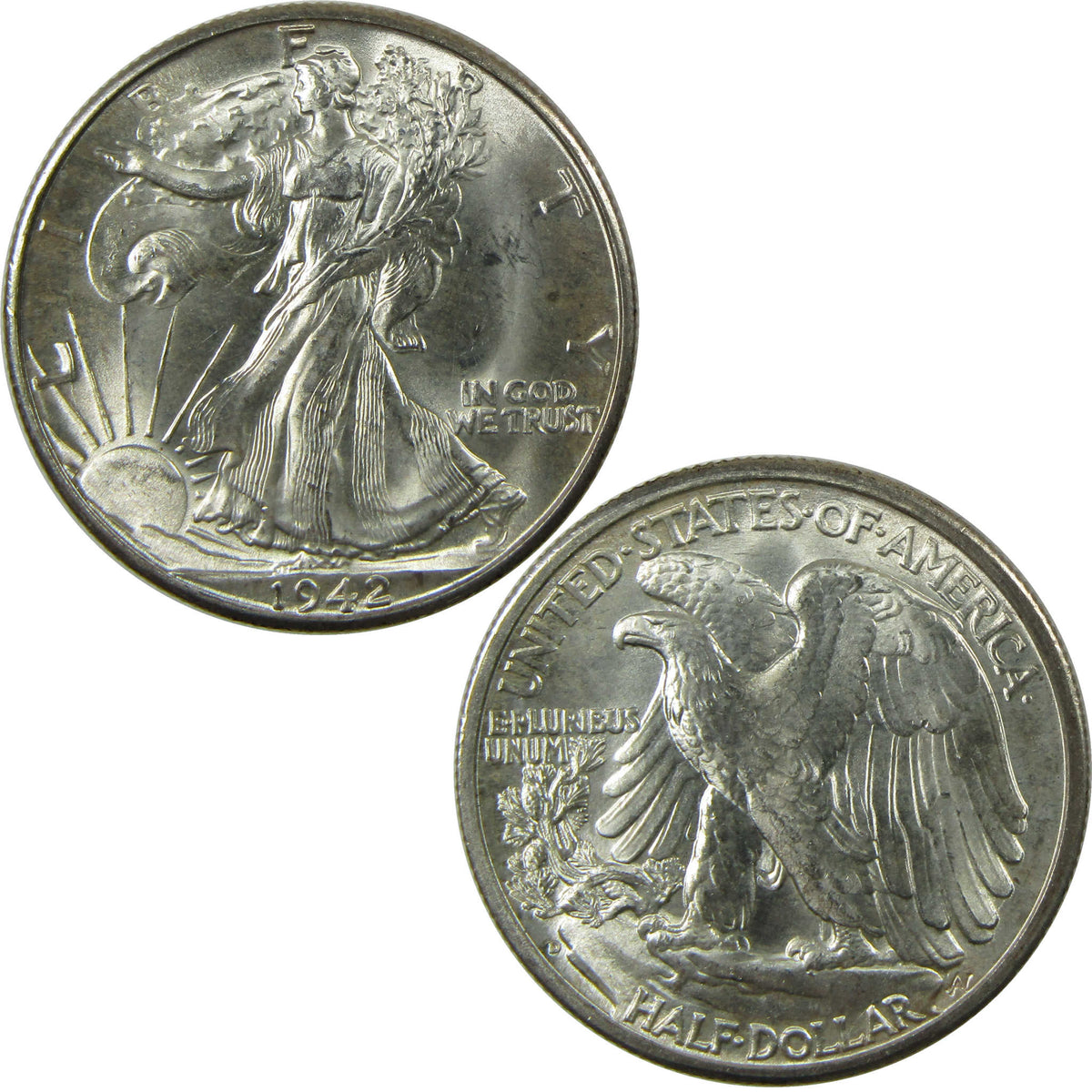 1942 D Liberty Walking Silver Half Dollar BU Choice Uncirculated Coin