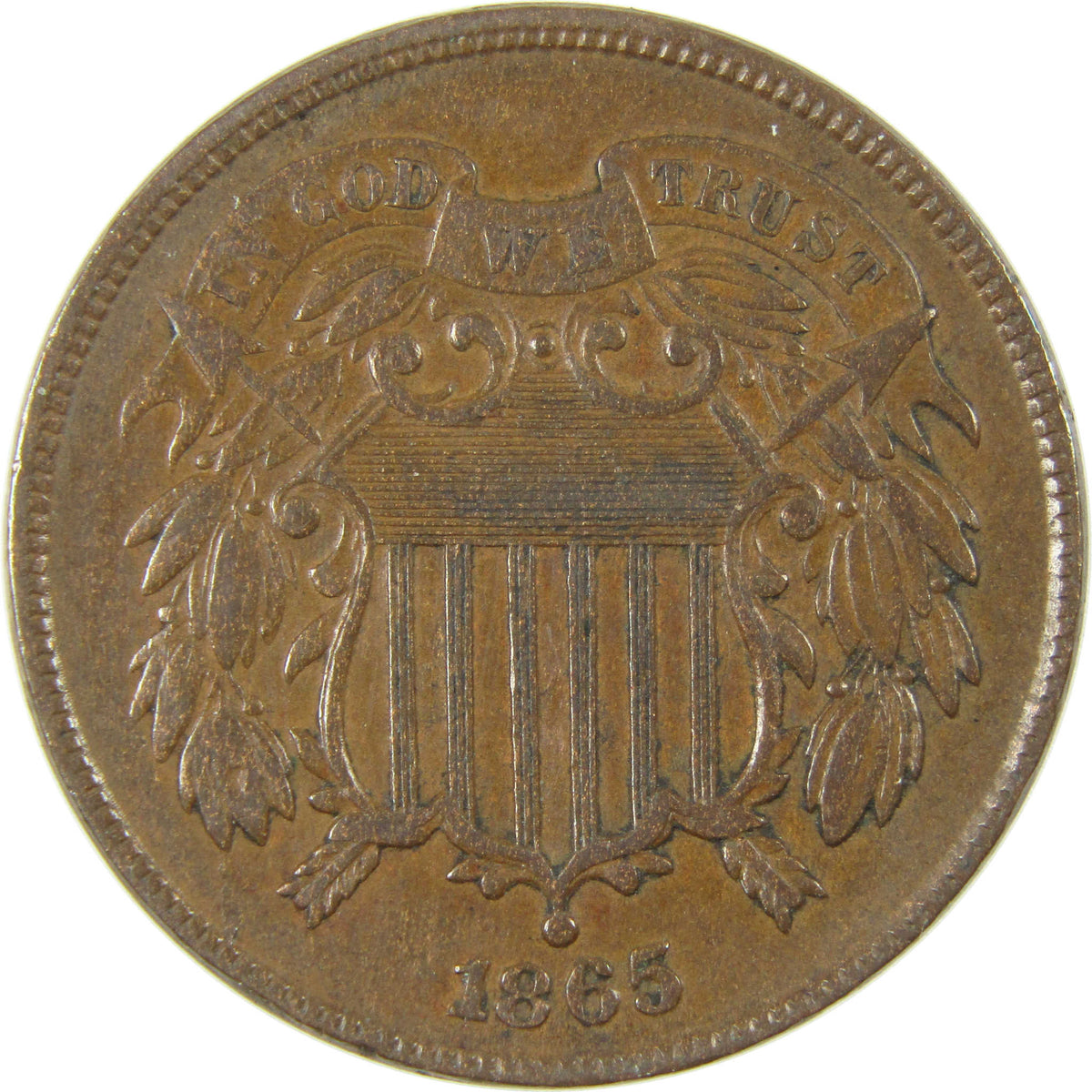 1865 Two Cent Piece VF/XF Very Fine / Extremely Fine 2c Coin