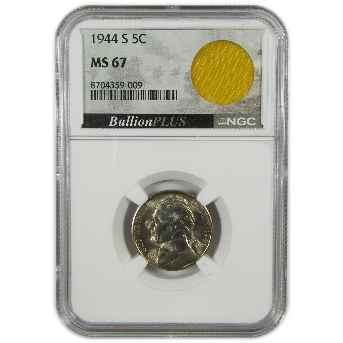1944 S Jefferson Wartime Silver Nickel MS 67 NGC 5c Coin SKU:I28707