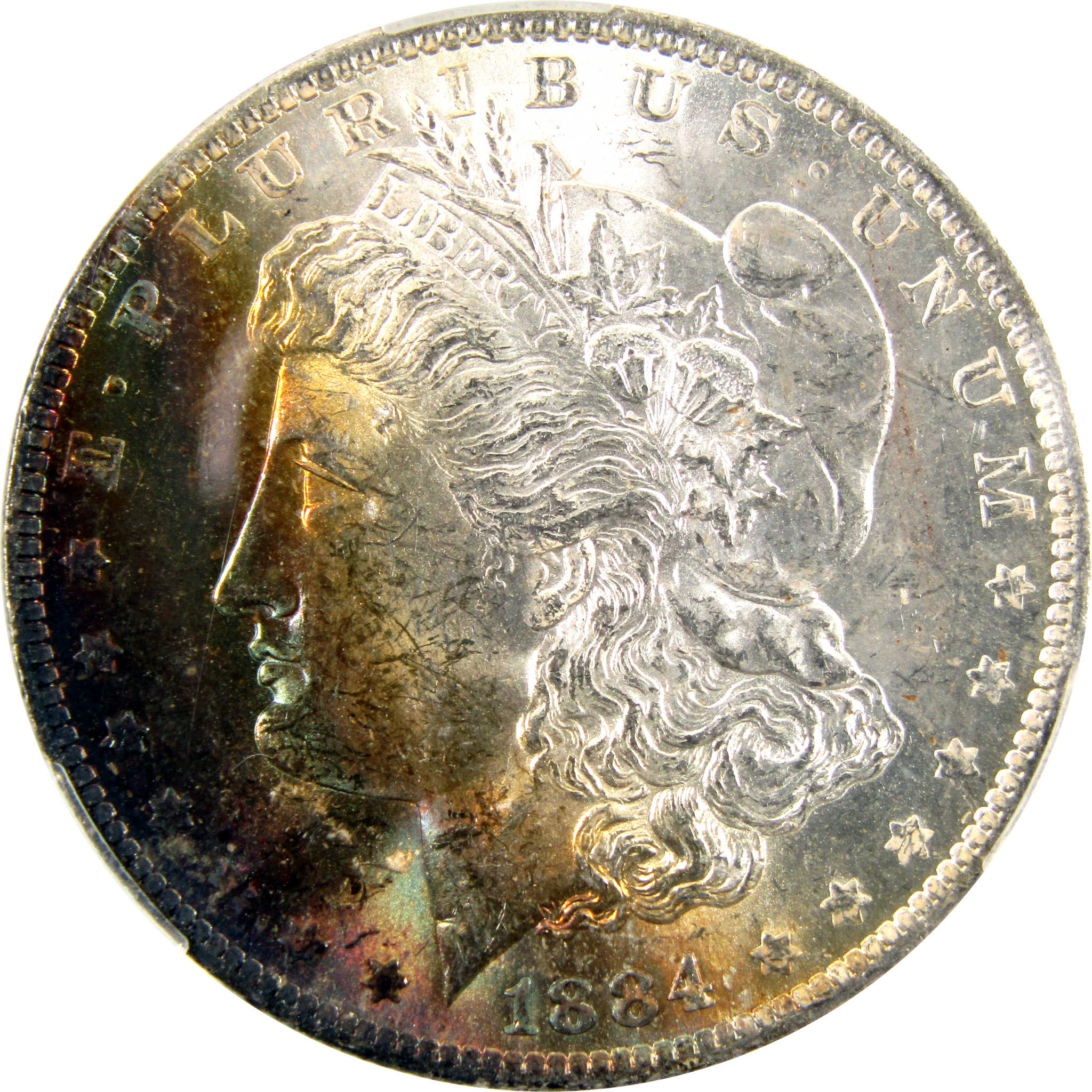 1884 O Morgan Dollar MS 62 CAC 90% Silver $1 Unc Toned SKU:I10491