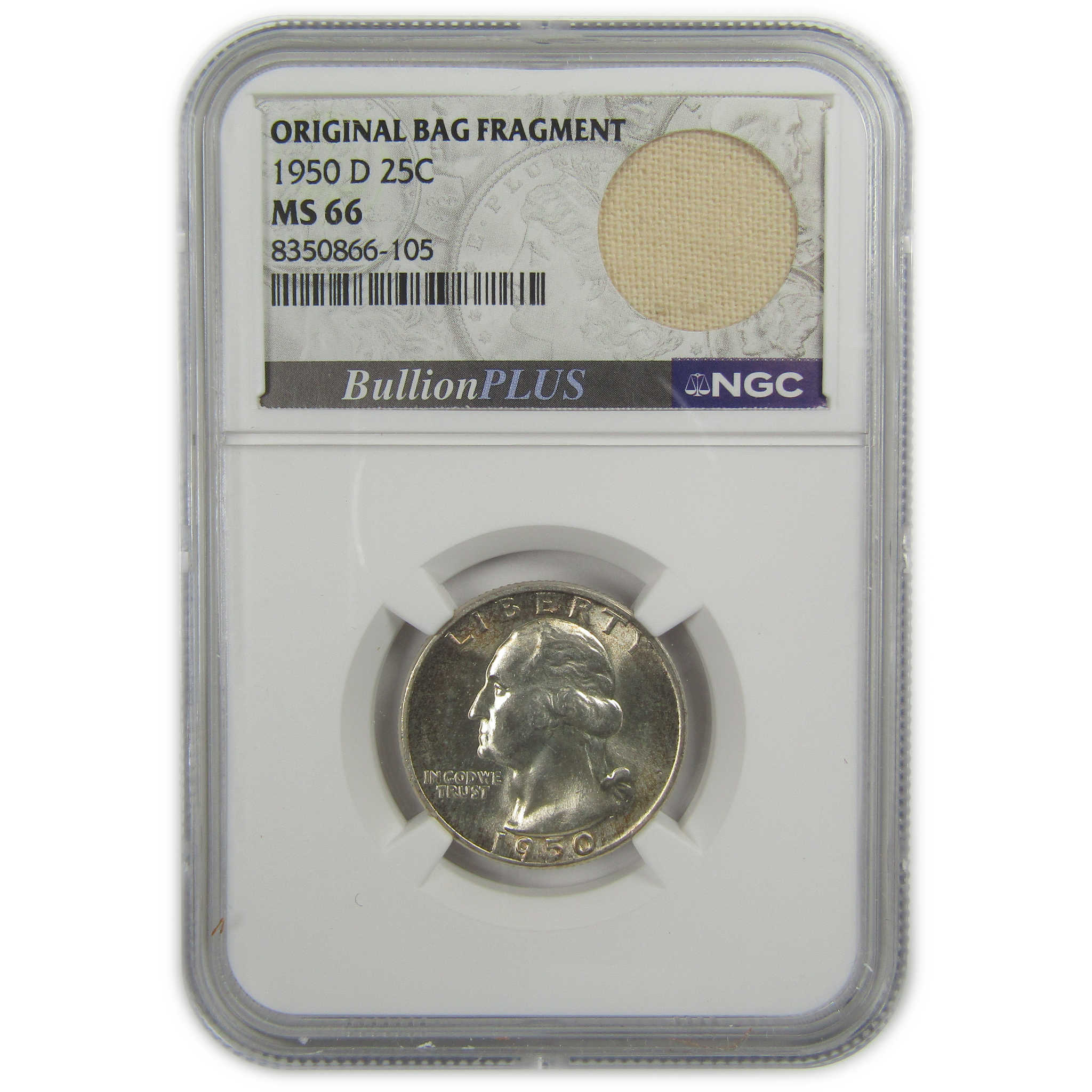 1950 D Washington Quarter MS 66 NGC Silver Bag Fragment SKU:I20515