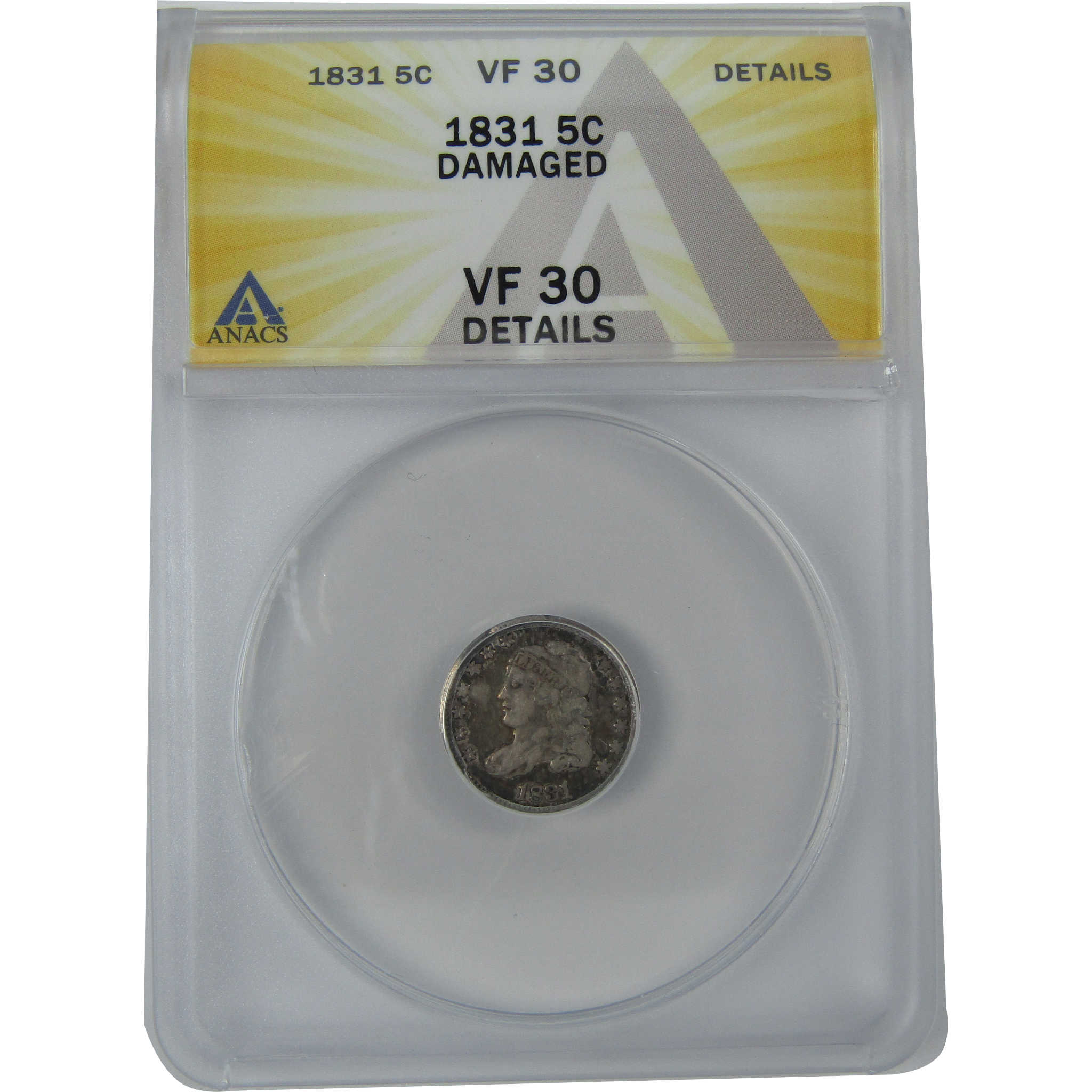 1831 Capped Bust Half Dime VF 30 Details ANACS Silver 5c SKU:I16102