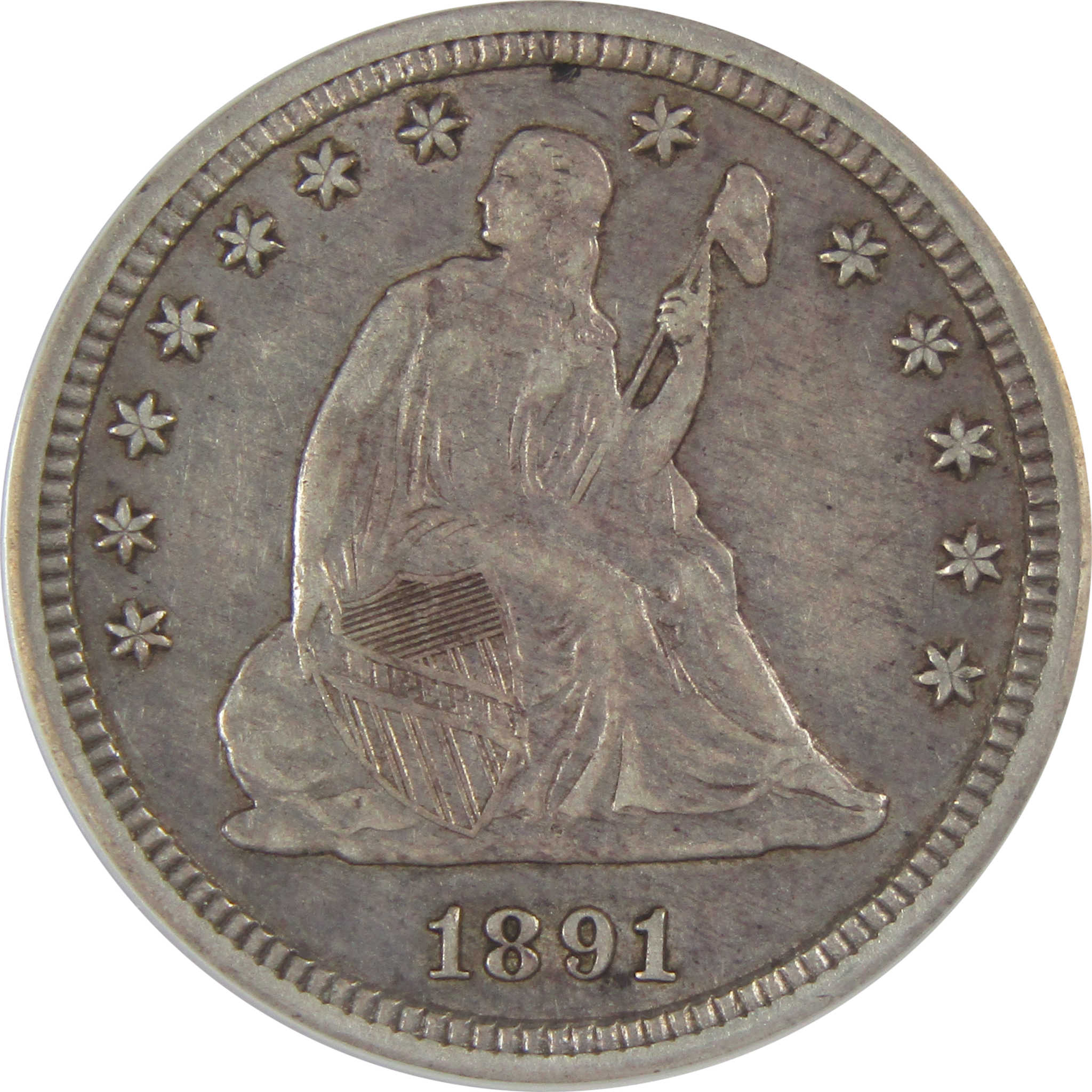 1891 S Seated Liberty Quarter EF 45 ANACS Silver 25c Coin SKU:CP163