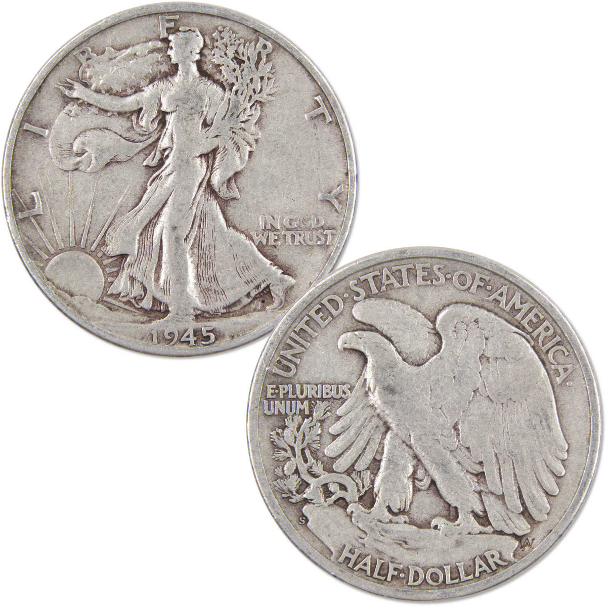 1941-1945 Liberty Walking Silver Half Dollar 5 Coin Set Circulated
