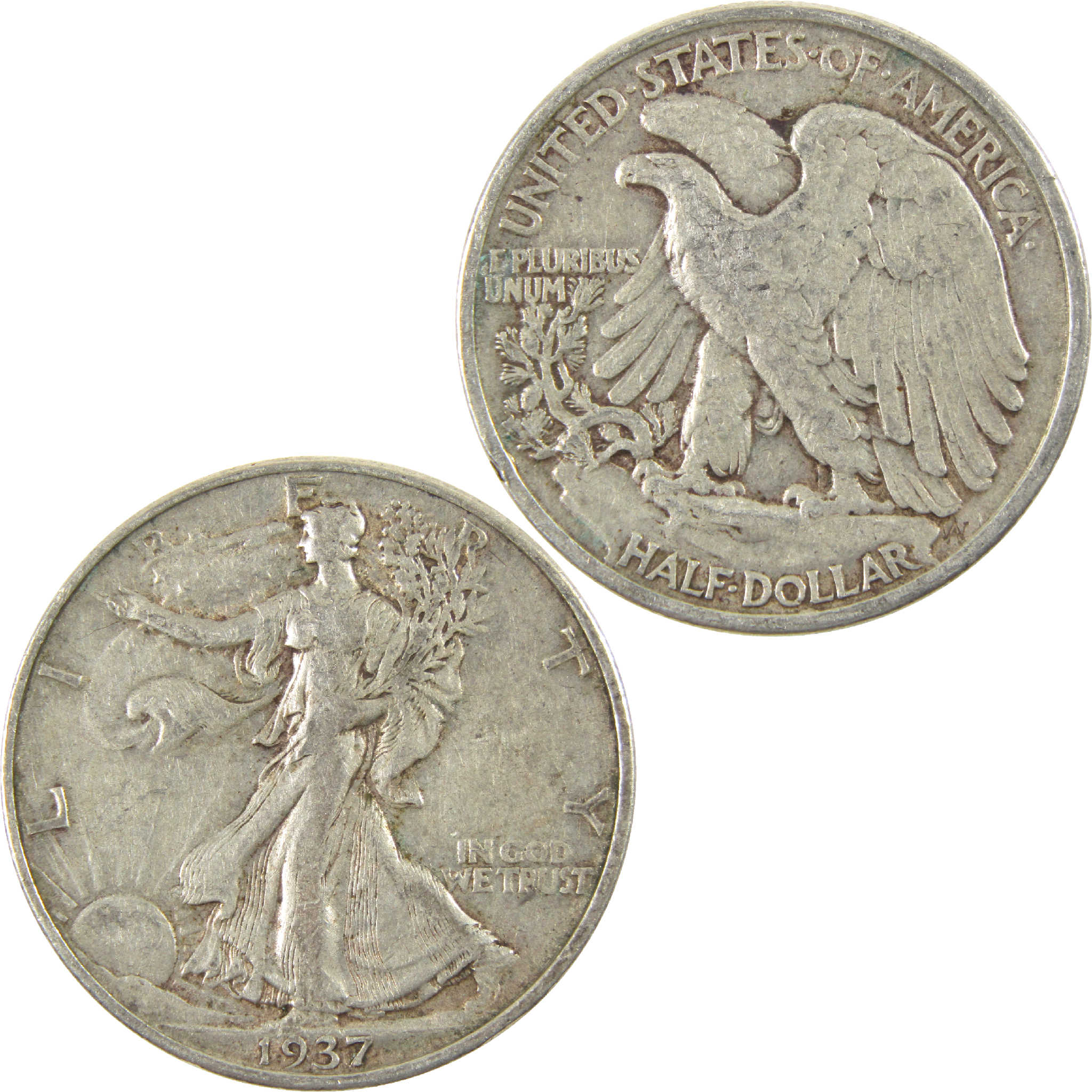 1937 Liberty Walking Half Dollar VF Very Fine Silver 50c Coin