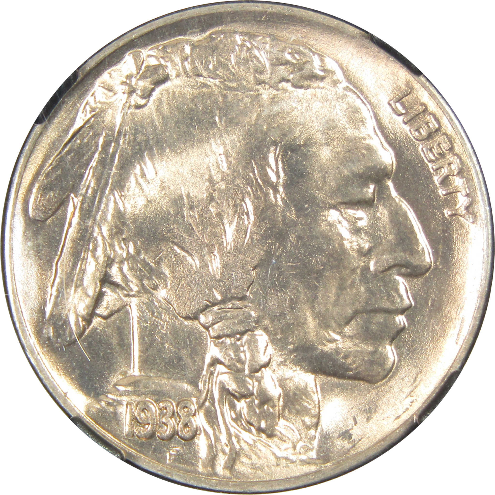 1938 D Buffalo Nickel MS 66 NGC 5c Original Bag Fragment SKU:I14595