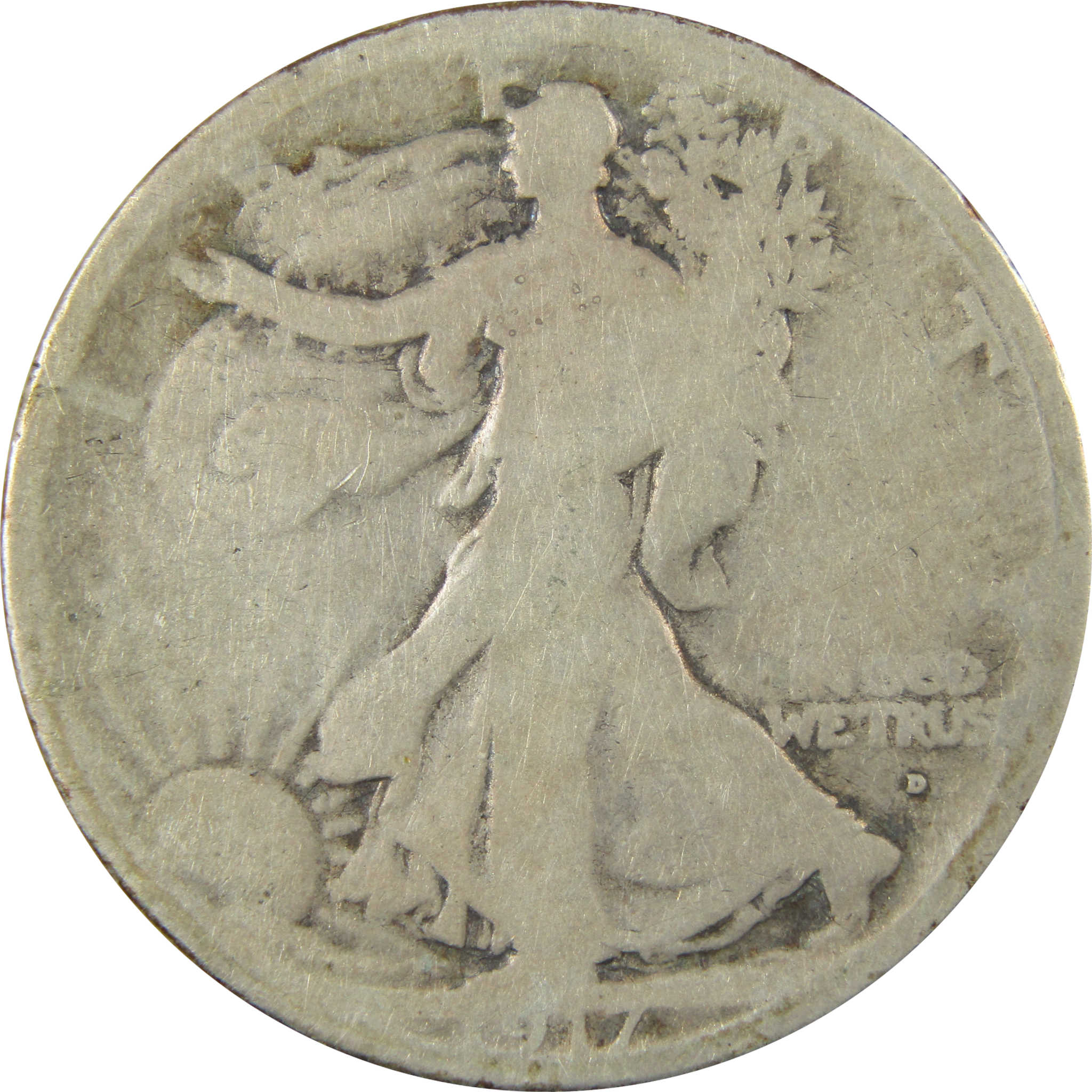 1917 D Obverse Liberty Walking Silver 50c G Good Details SKU:CP1441