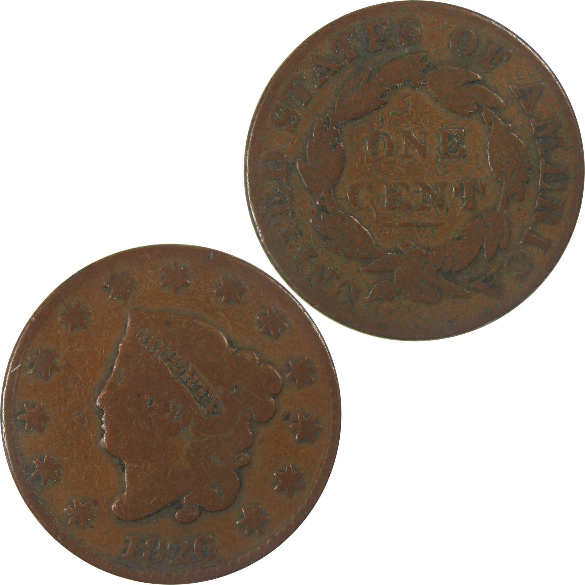 1826 Coronet Head Copper Large Cent VG Very Good Details SKU:I22677