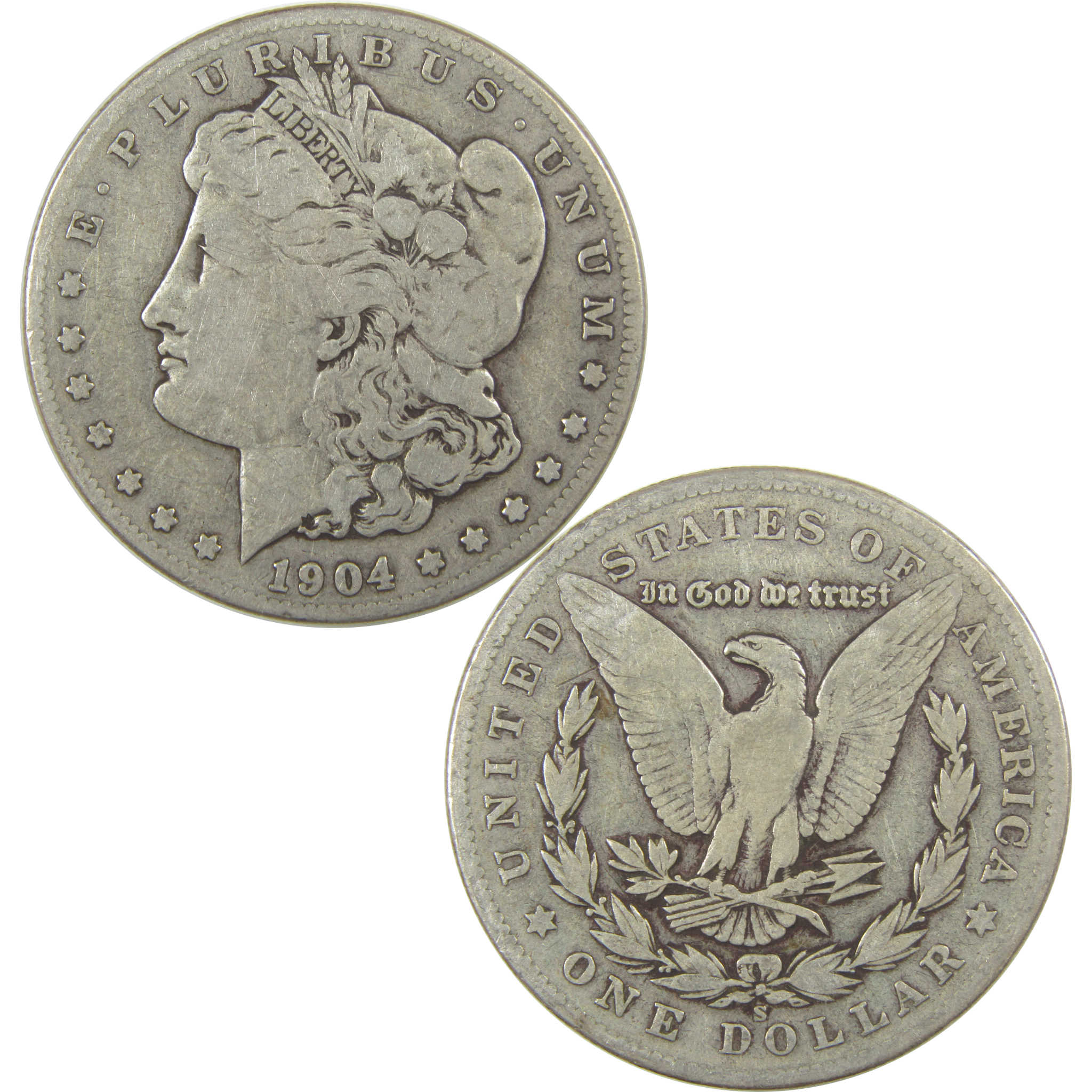 1904 S Morgan Dollar VG Very Good Silver $1 Coin SKU:I22436 - Morgan coin - Morgan silver dollar - Morgan silver dollar for sale - Profile Coins &amp; Collectibles