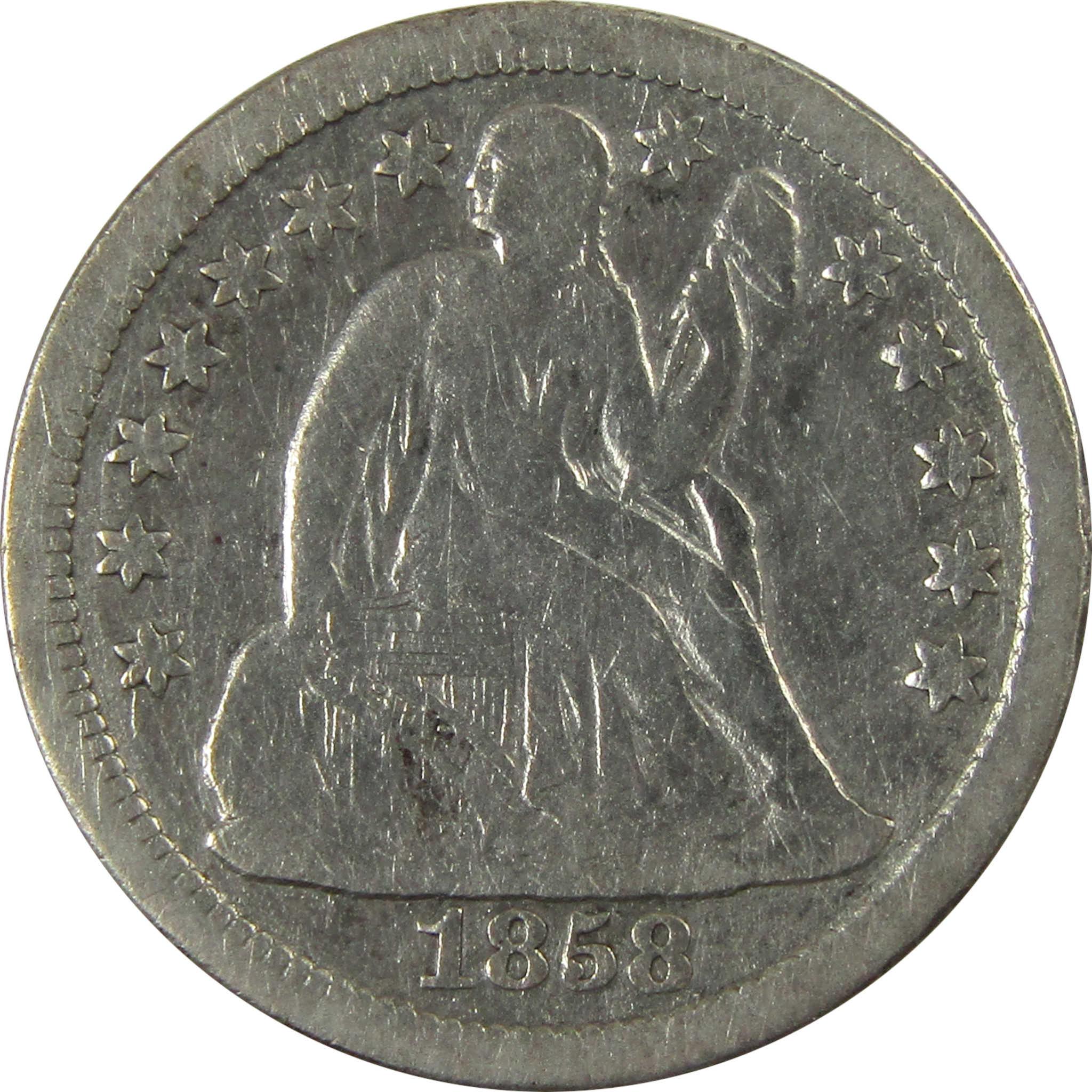 1858 O Seated Liberty Silver Dime VG Very Good 10c Coin SKU:CP92