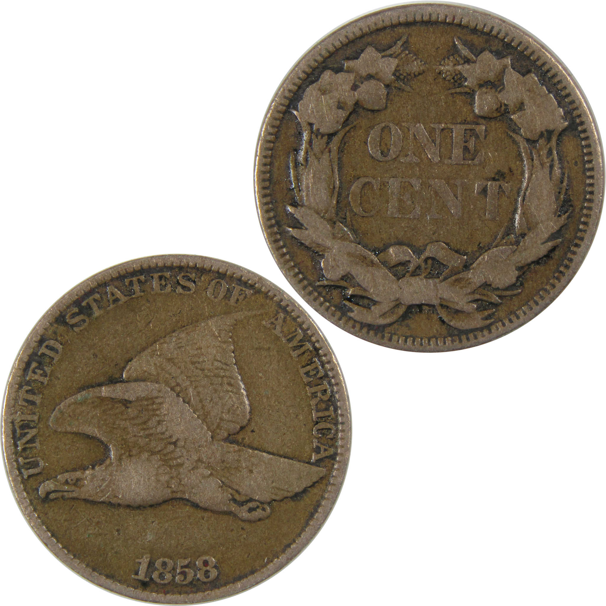 1858 Large Letters Flying Eagle Cent F Fine Penny 1c Coin SKU:I23729