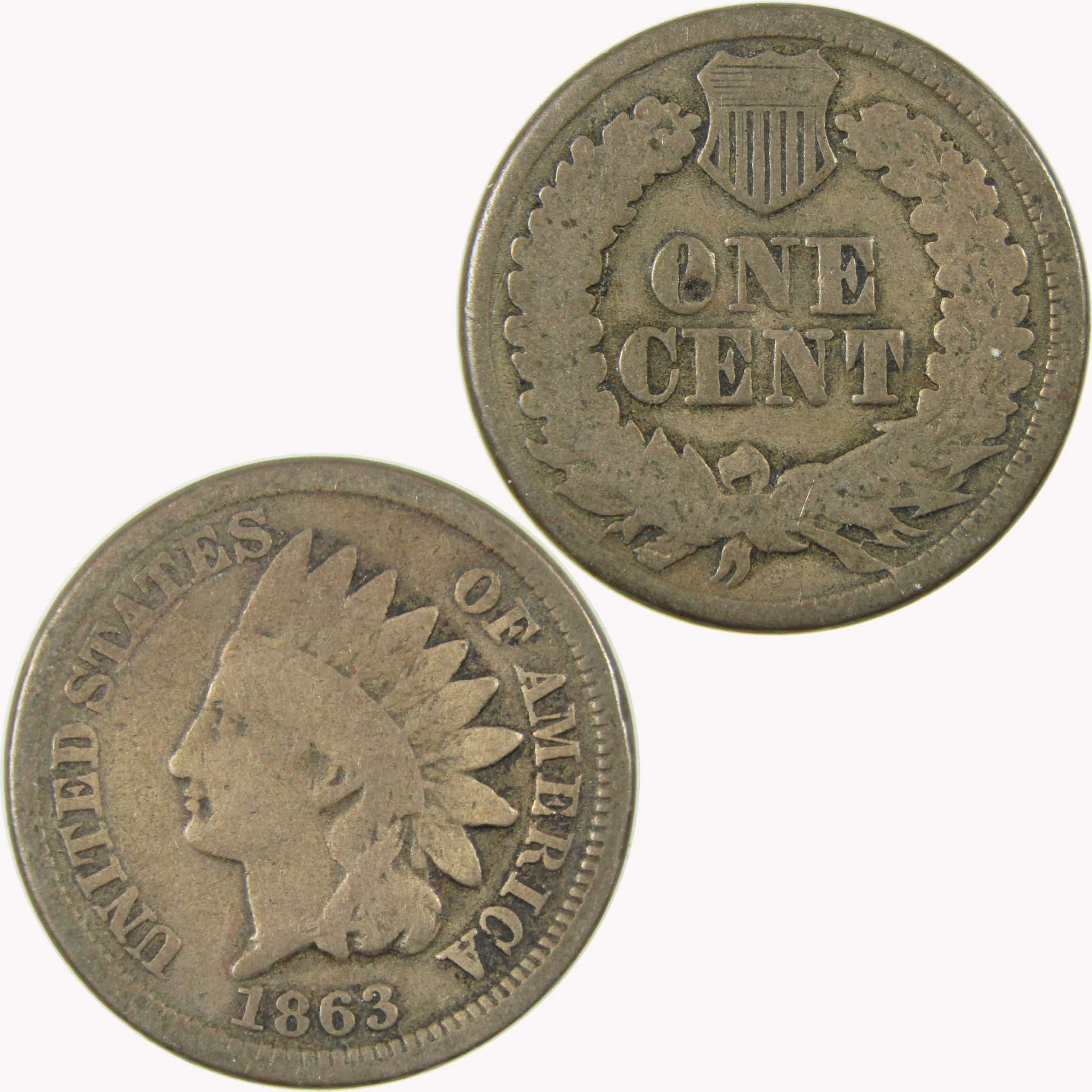 1863 Indian Head Cent G Good Penny 1c Coin SKU:CP1101