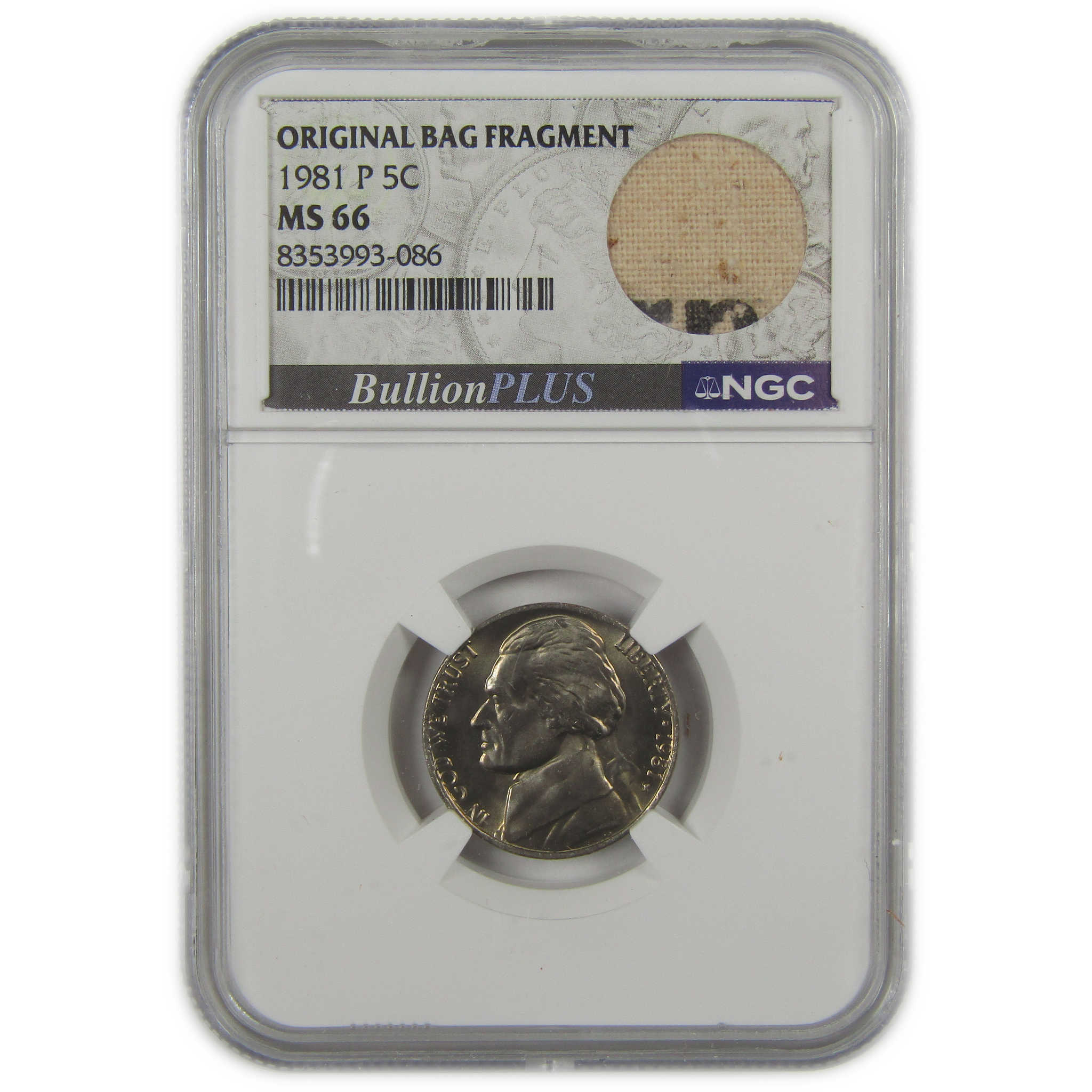 1981 P Jefferson Nickel MS 66 NGC Original Bag Fragment SKU:I22114