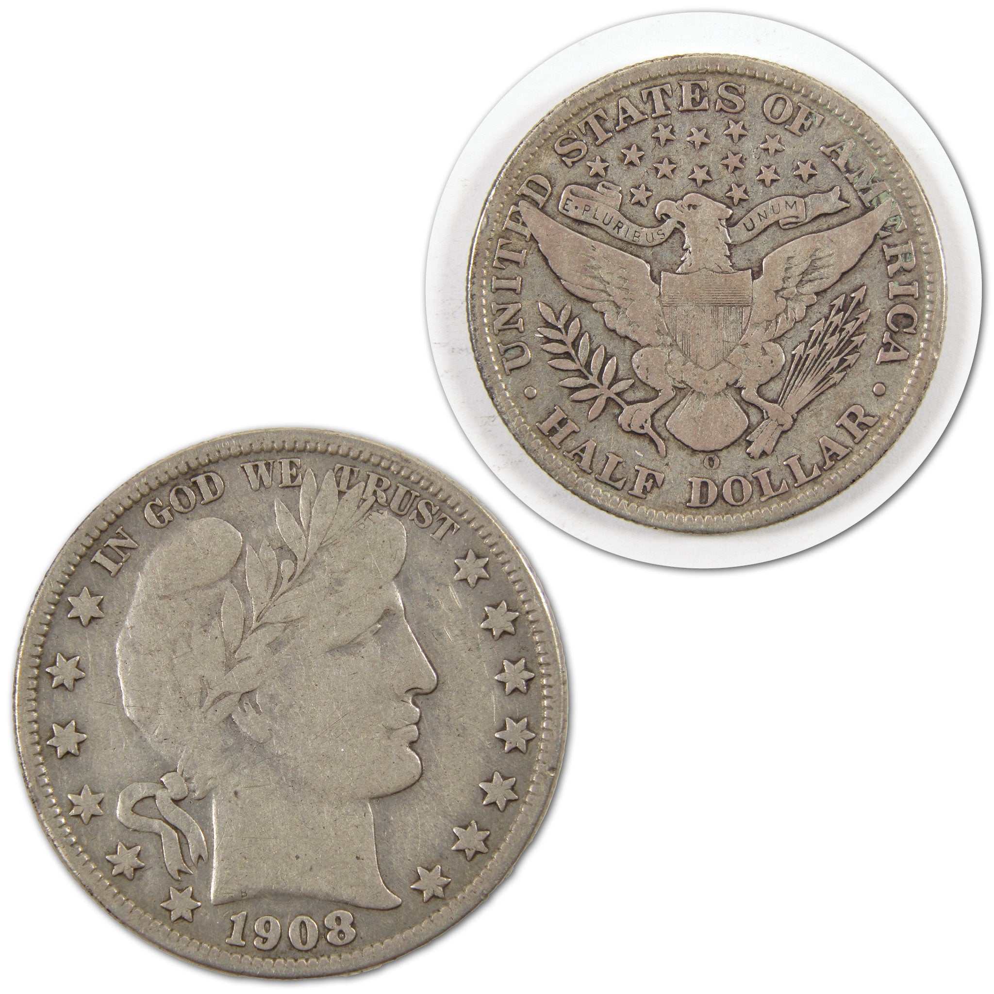 1908 O Barber Half Dollar F Fine Silver 50c Coin SKU:I10547